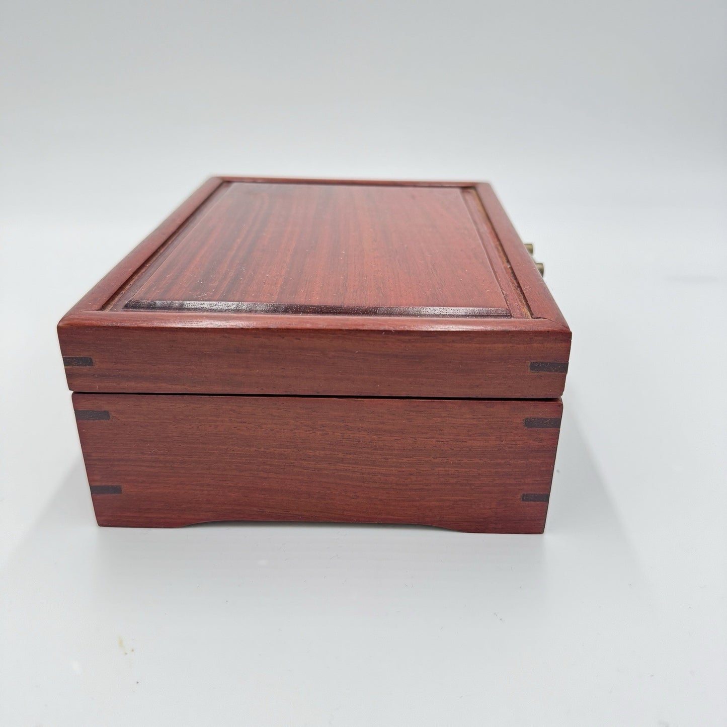 Chinese Classical Rosewood Brass Velvet Art Jewelry Case Trinket Box Wooden Asia