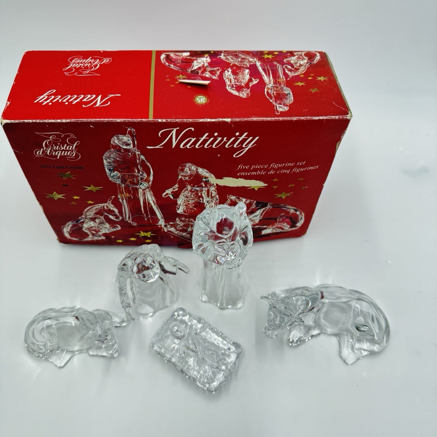 Cristal D'Arques Clear Glass Holiday Christmas France Nativity Scene Figurines 5