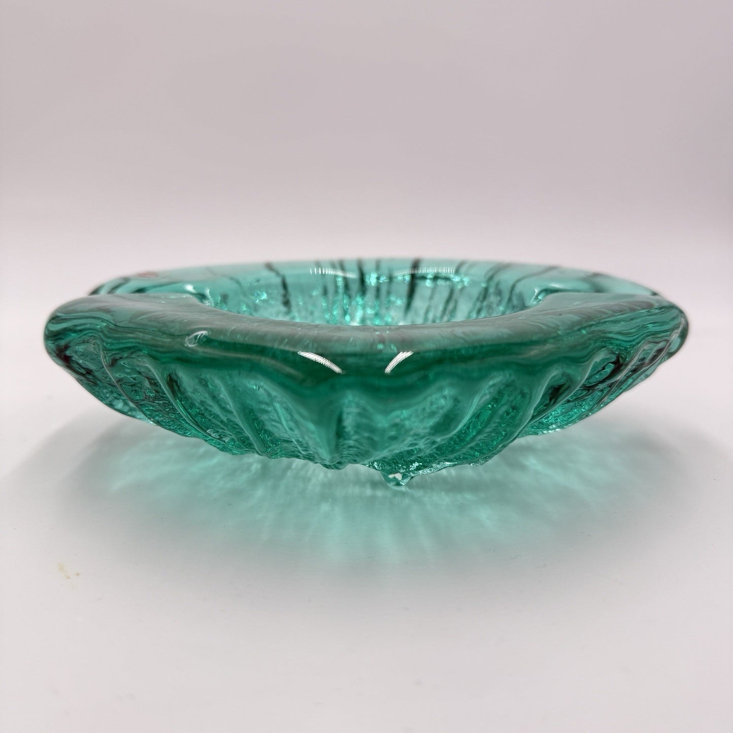 iittala Finland art glass green emerald ashtray footed bowl Rare 2” X 6.5”L X6”w