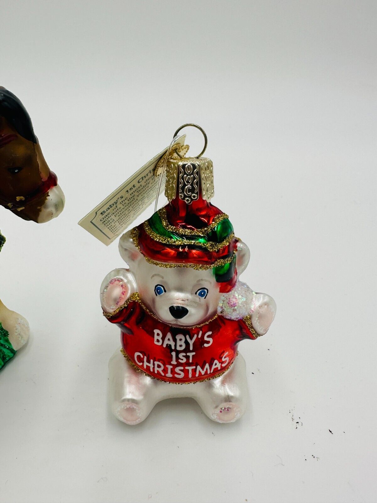 Old World Christmas Clydesdale Ornament 1st Bear 12255 Glass Blown Holiday