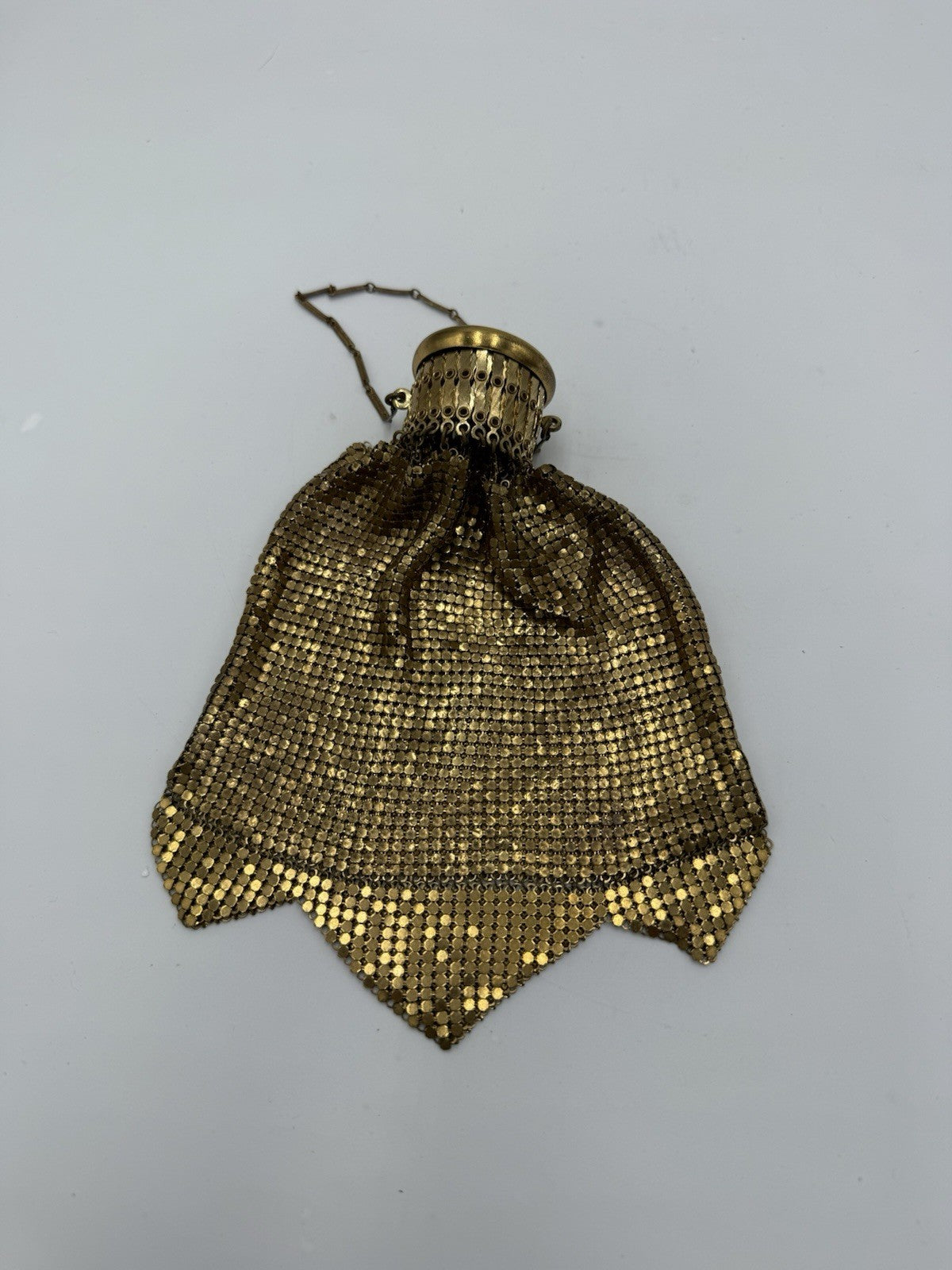 Vintage Whiting & Davis Gold Mesh Beggars Evening Bag Purse Expandable Gate Top