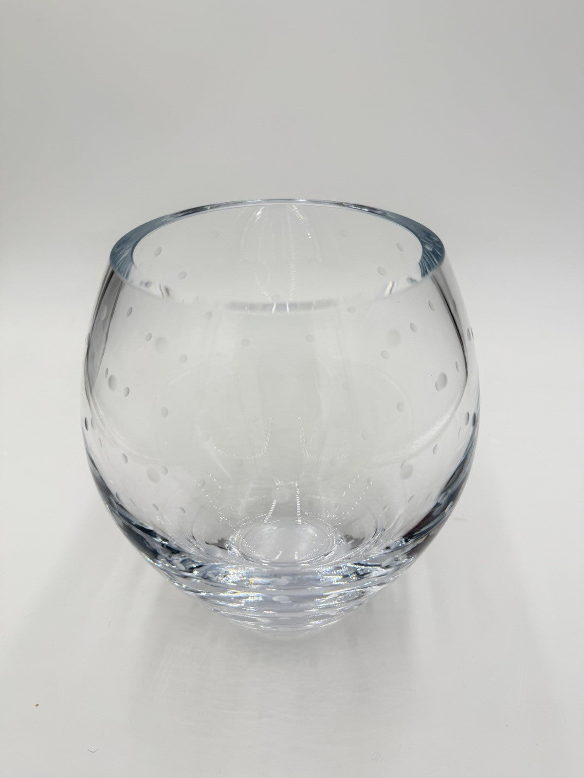 Kate Spade Lenox Larabee Dot full lead crystal vase etched polka dots 7.5”H