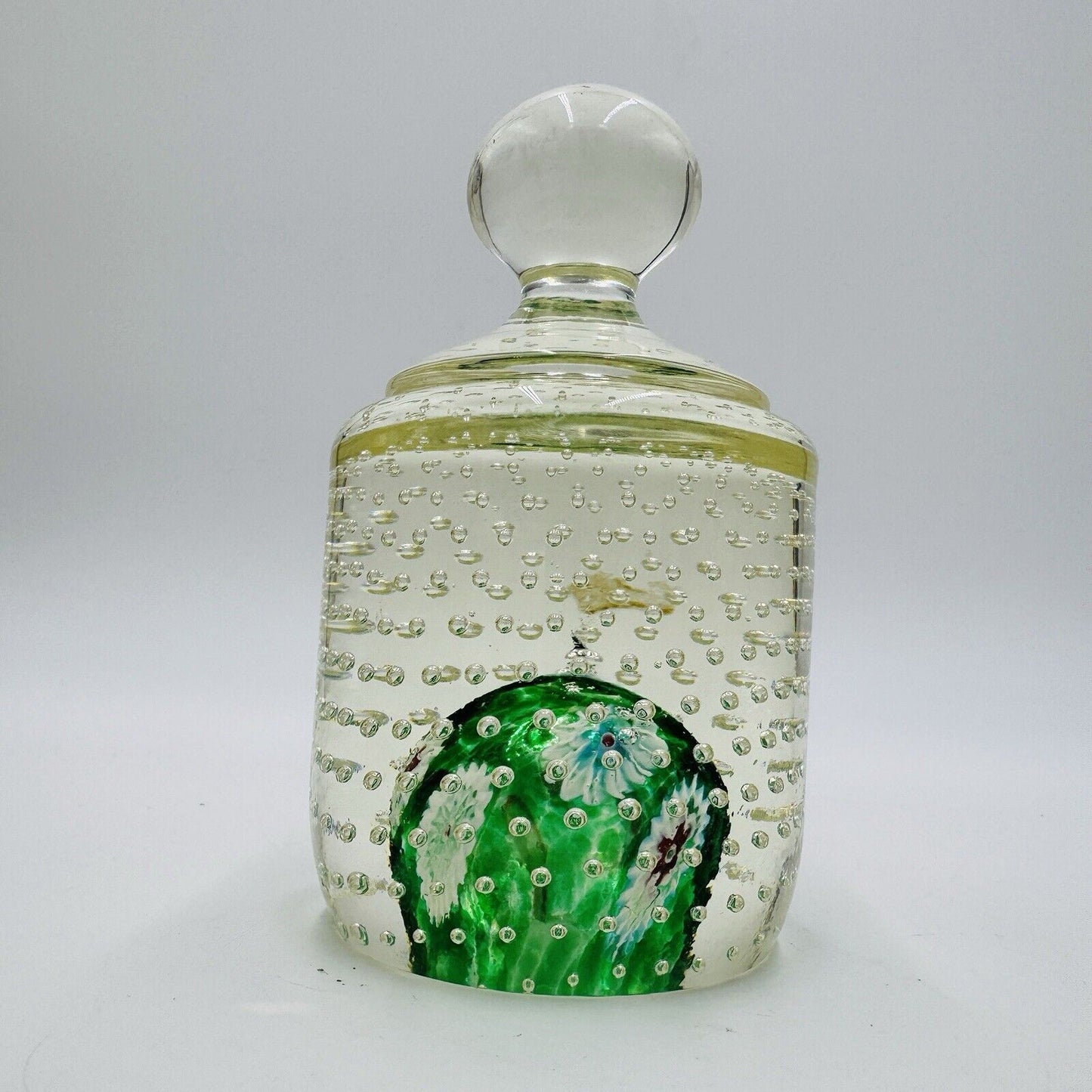Vtg Fratelli Toso Murano Millefiori Control Bubble Art Glass Paperweight - Italy