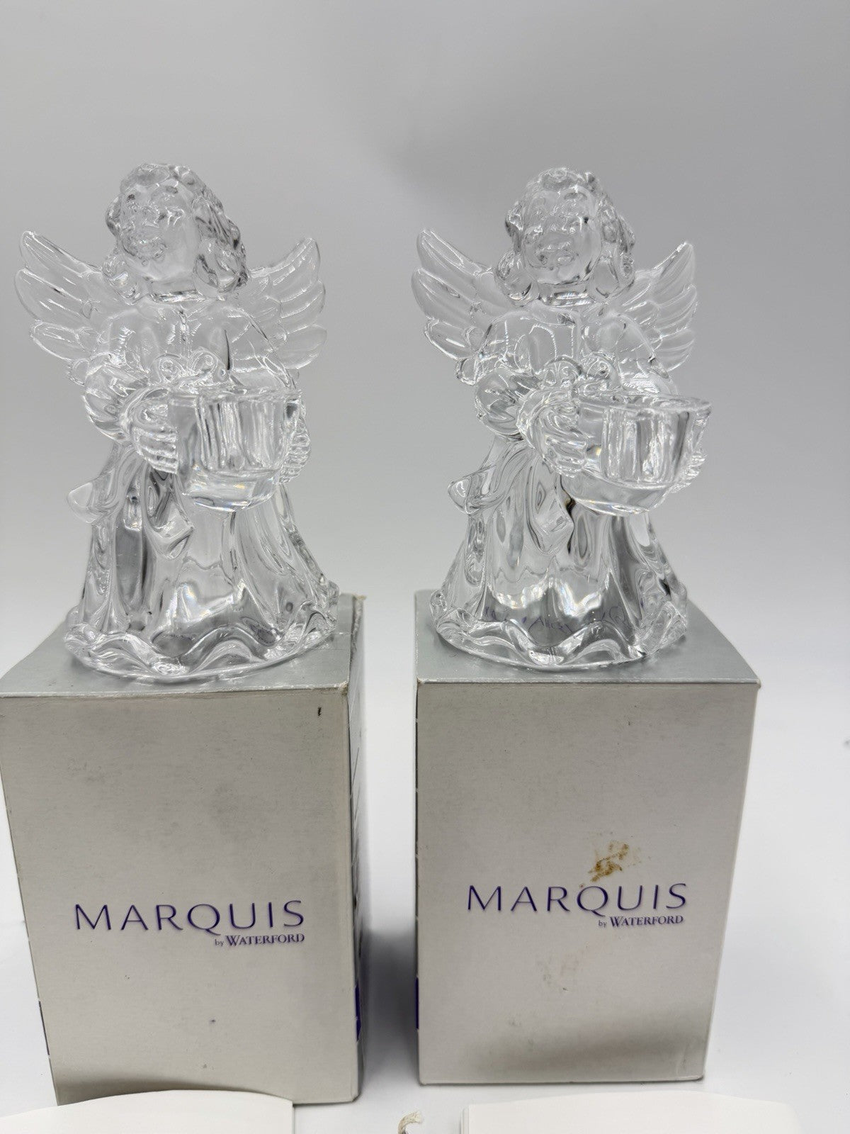 Marquis By Waterford Germany Angels Christmas Candle Holders 4” Set