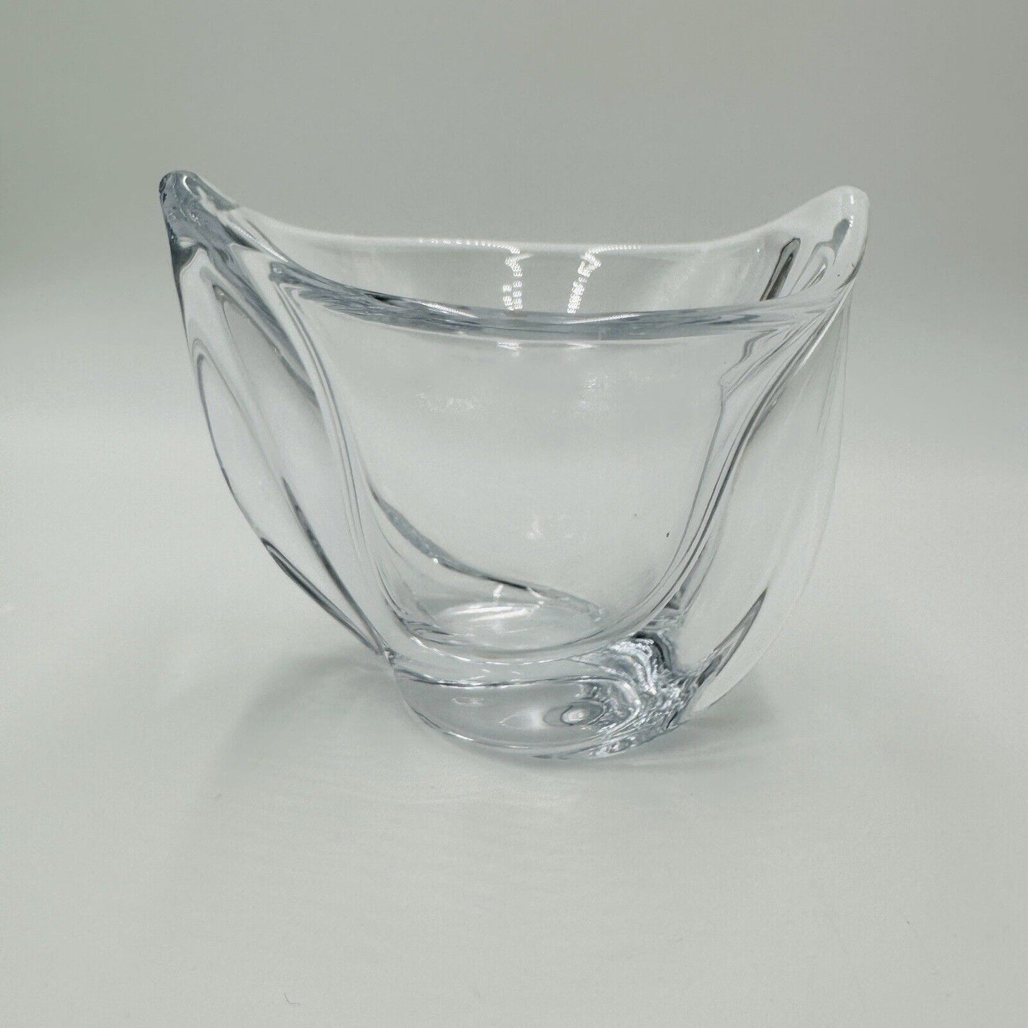 French Crystal Art Glass Twist Vase 6in H Marked Vintage Clear Decor Home MCM