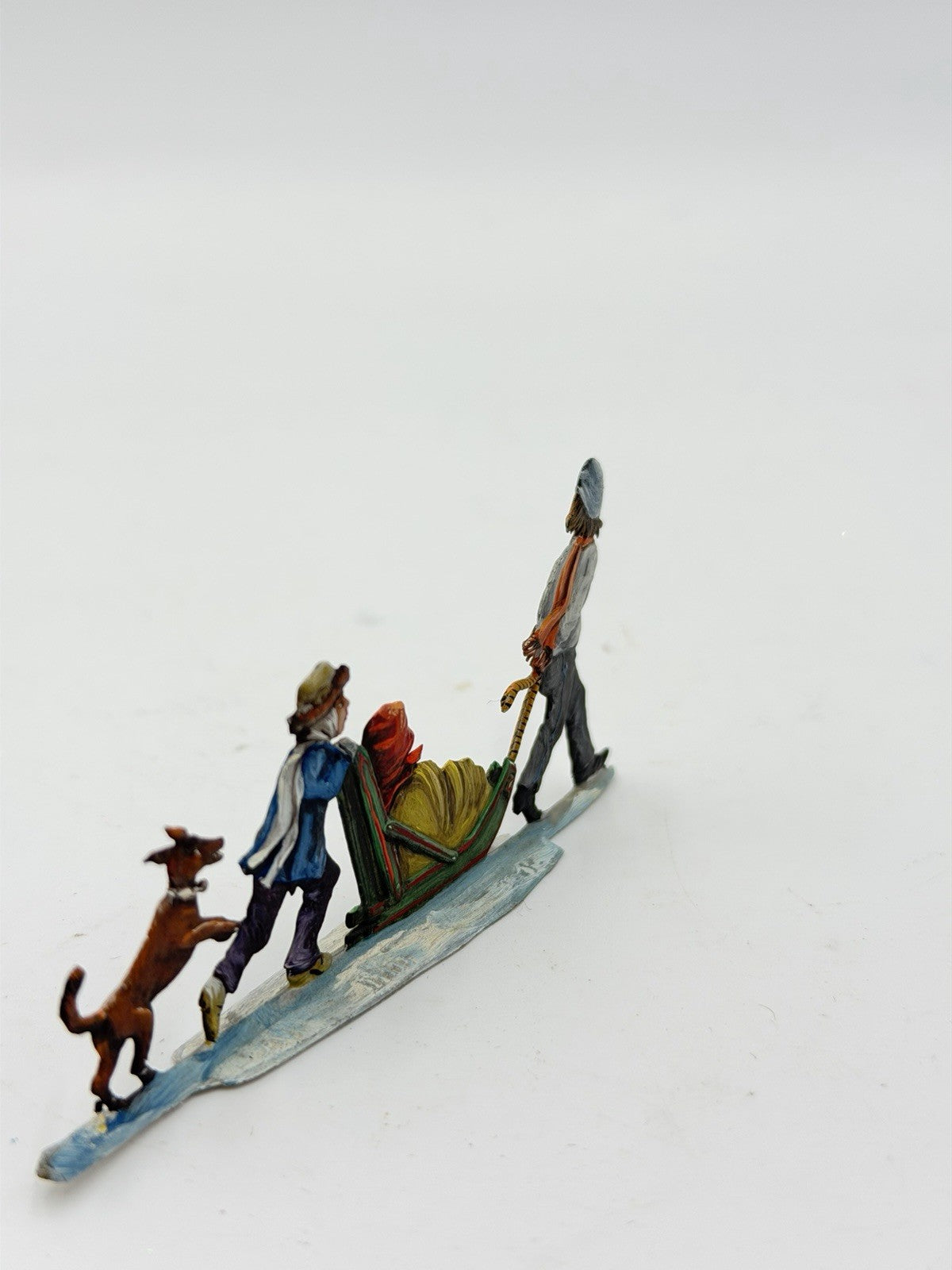 Rare Hans Heinricksen Germany Flat Lead Hand Painted Christmas Figurine 1”x 3”
