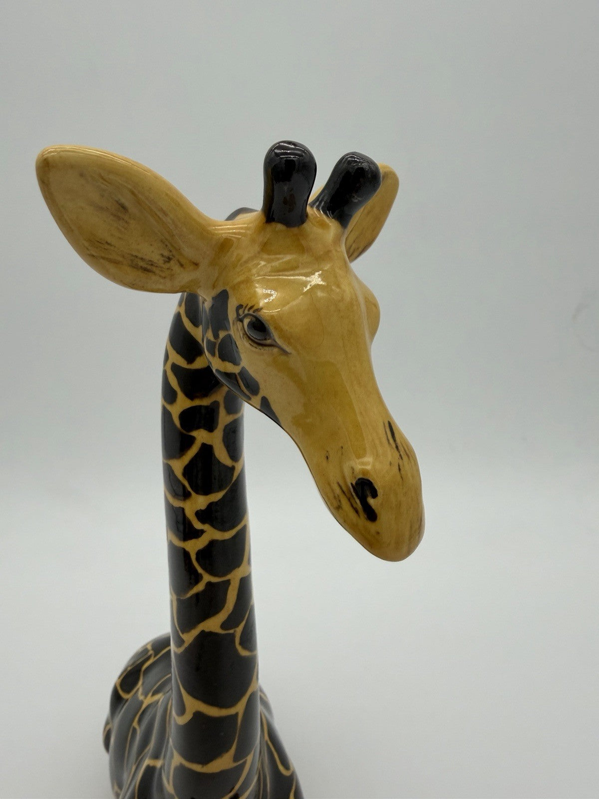 Studio Art Pottery Ceramic Giraffe Painted 10” Sculpture Signed Vintage Rare