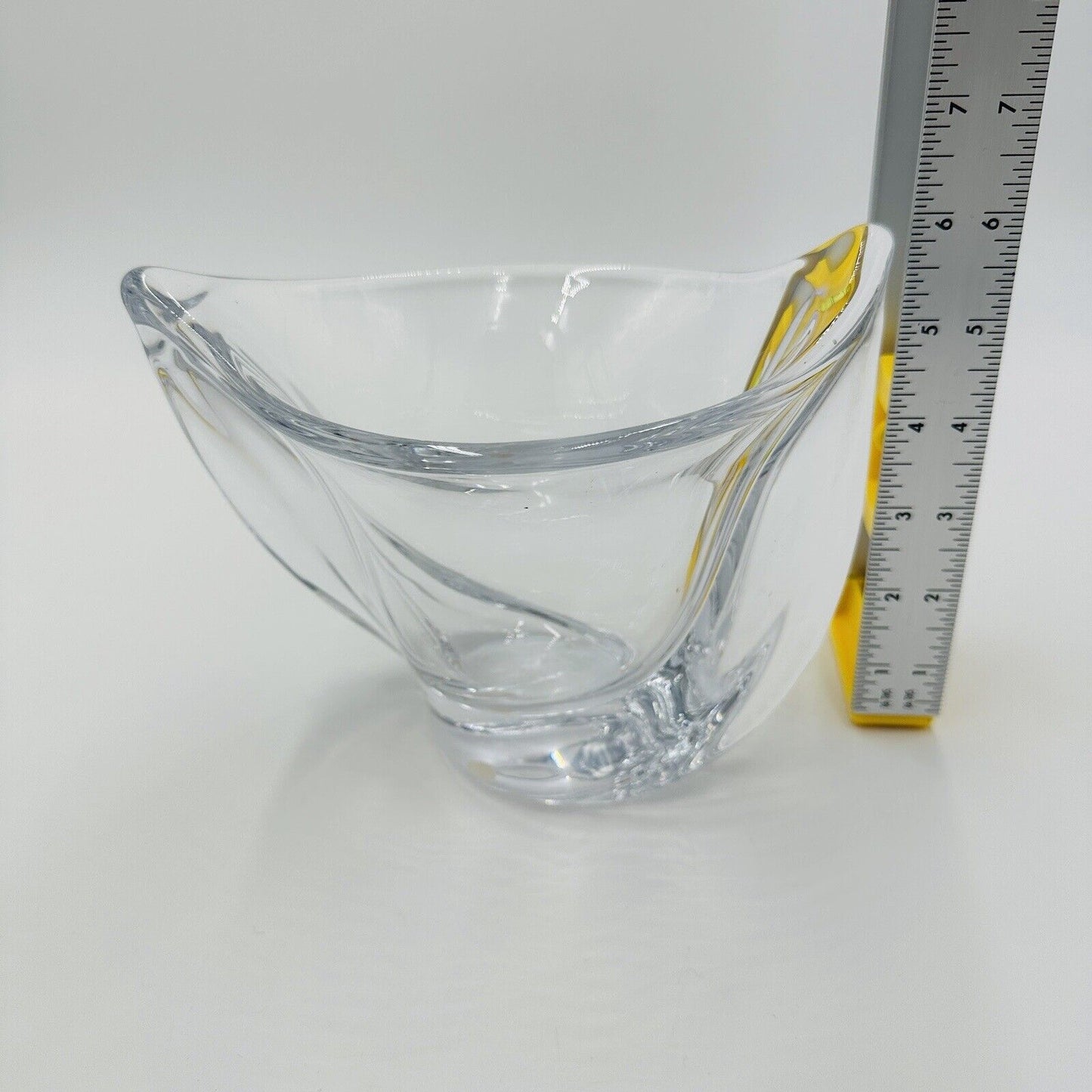 French Crystal Art Glass Twist Vase 6in H Marked Vintage Clear Decor Home MCM