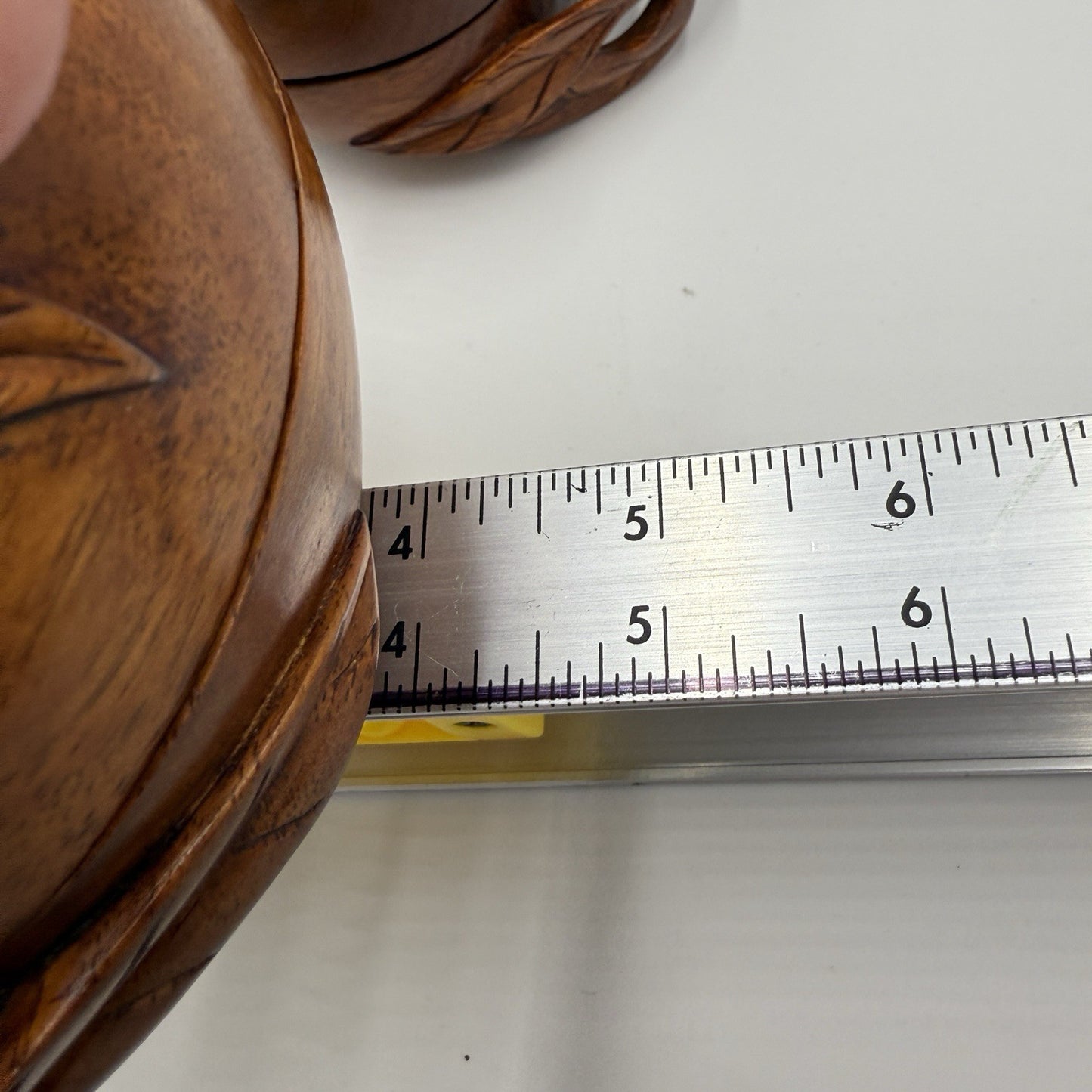 RARE Vintage Solid Wood Hand Carved Fruit Leafy Trinket Box Ornate Folk Art