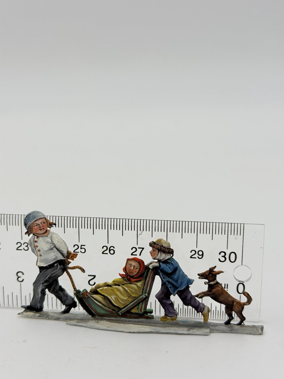 Rare Hans Heinricksen Germany Flat Lead Hand Painted Christmas Figurine 1”x 3”