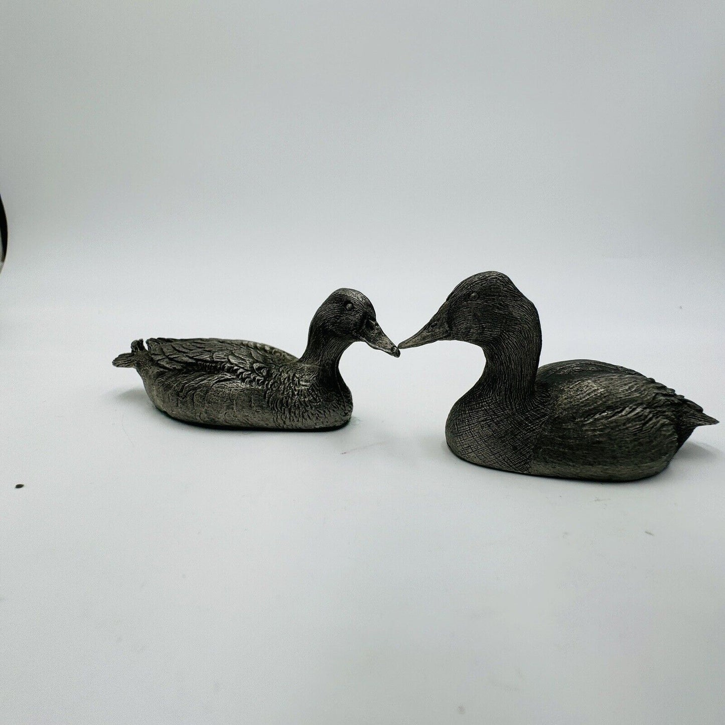 GdeL Pewter Mallard & Canvasback Ducks Figurines Canada Made Miniatures Vintage