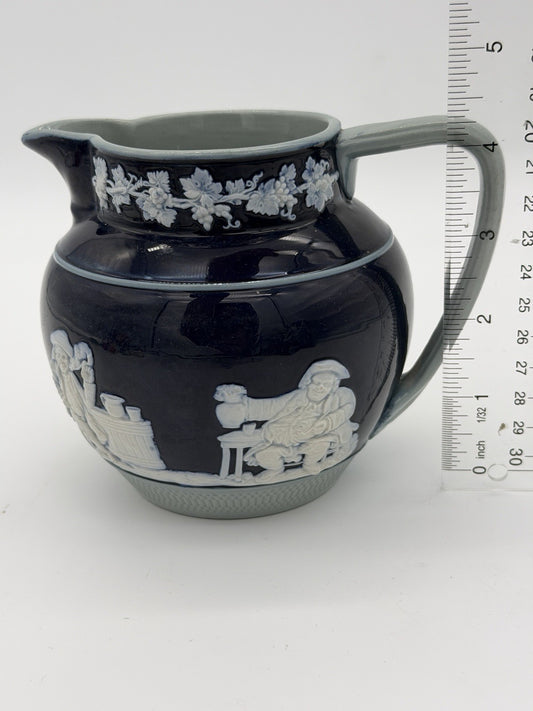 Antique Copeland Late Spode England Cobalt Blue Jasperware Pitcher