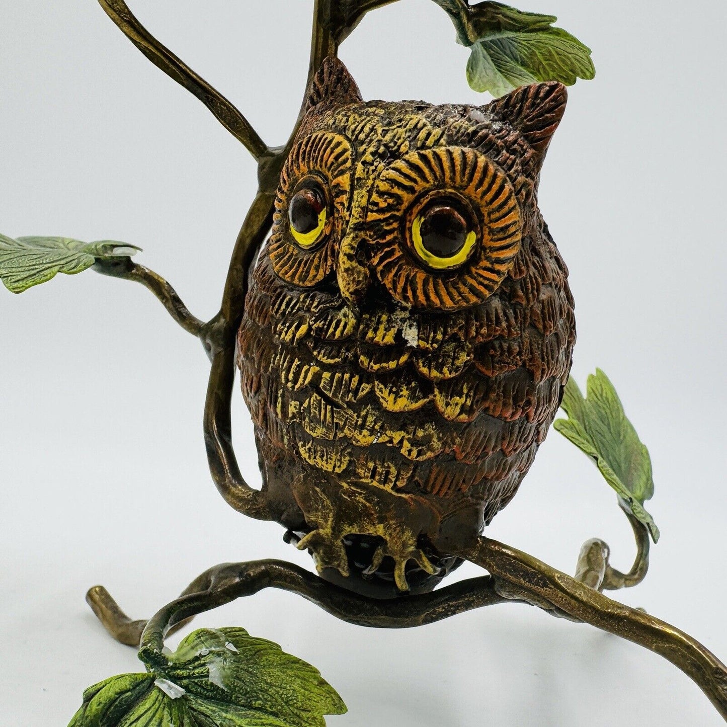 Mid century modern Metal Painted Solid Owl Candlestick