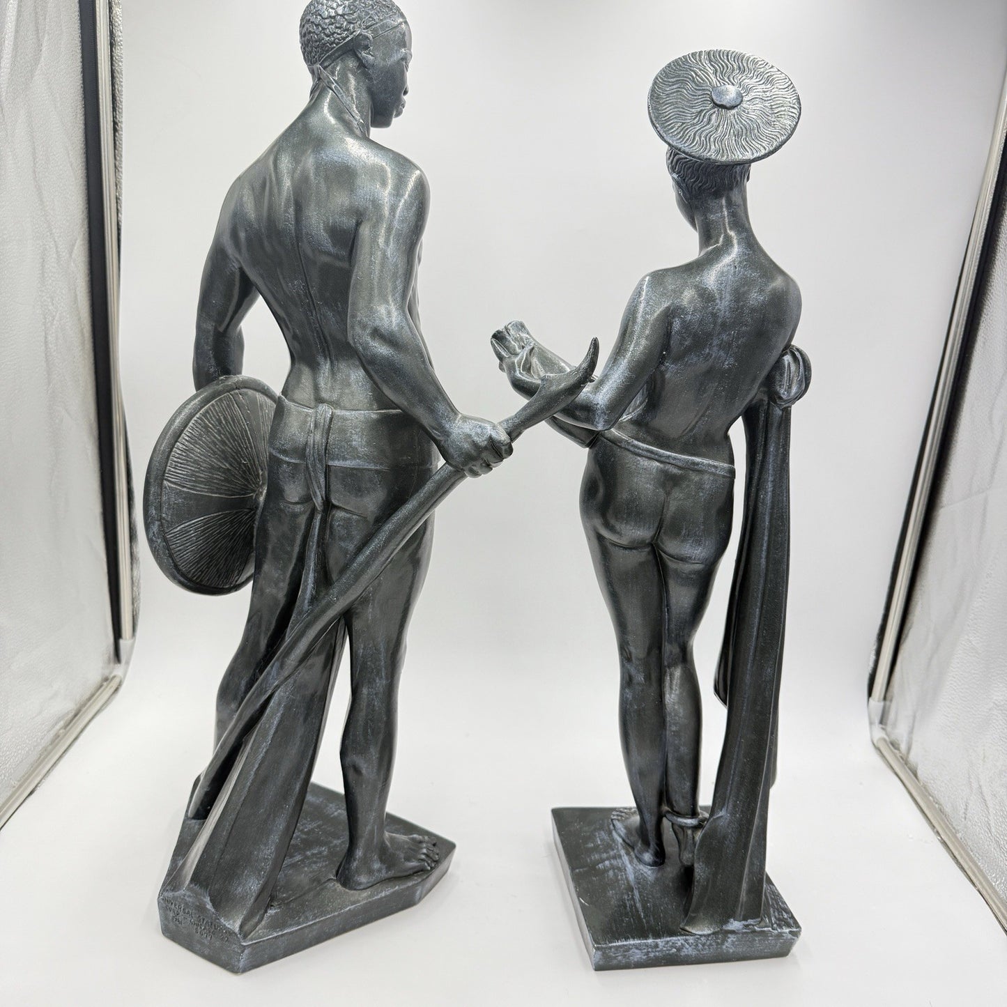 Vintage Universal Statuary Art Sculptures African Tribal Couple Chicago IL Large