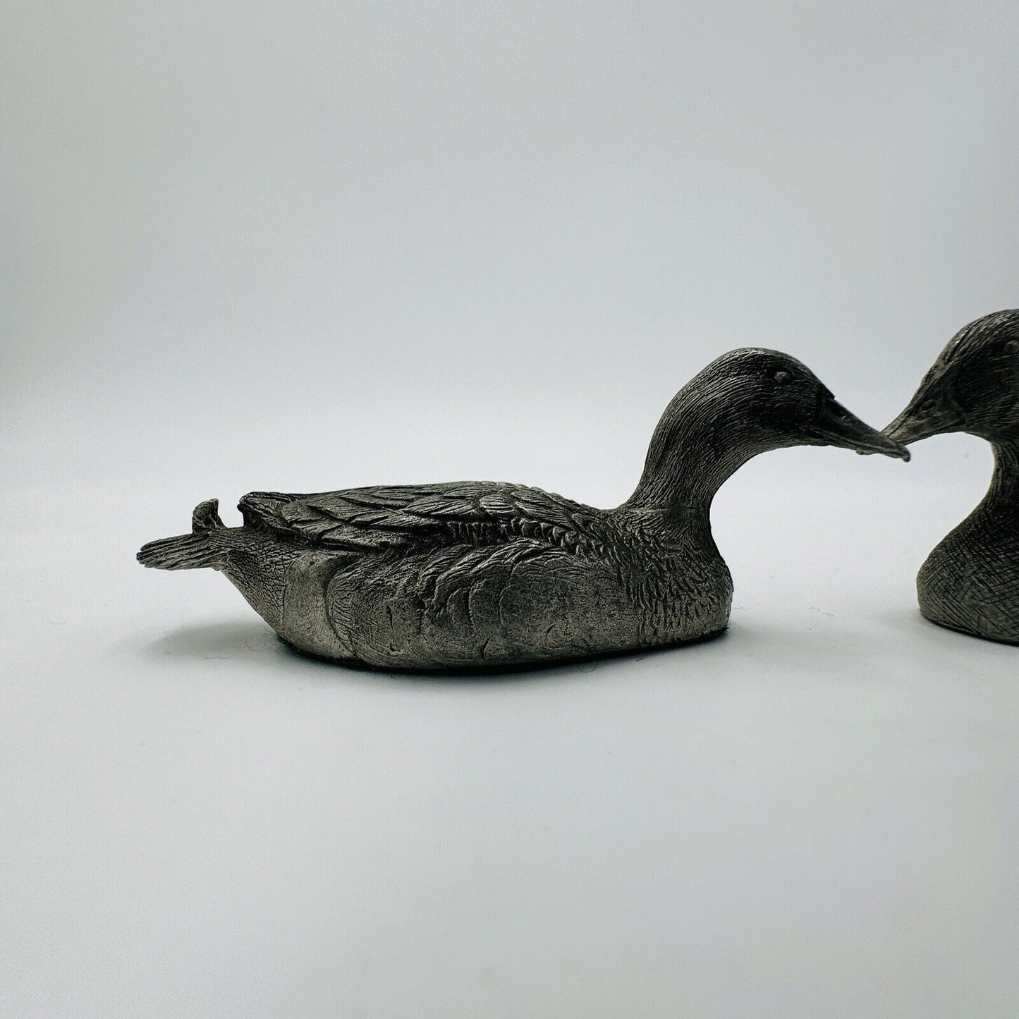 GdeL Pewter Mallard & Canvasback Ducks Figurines Canada Made Miniatures Vintage