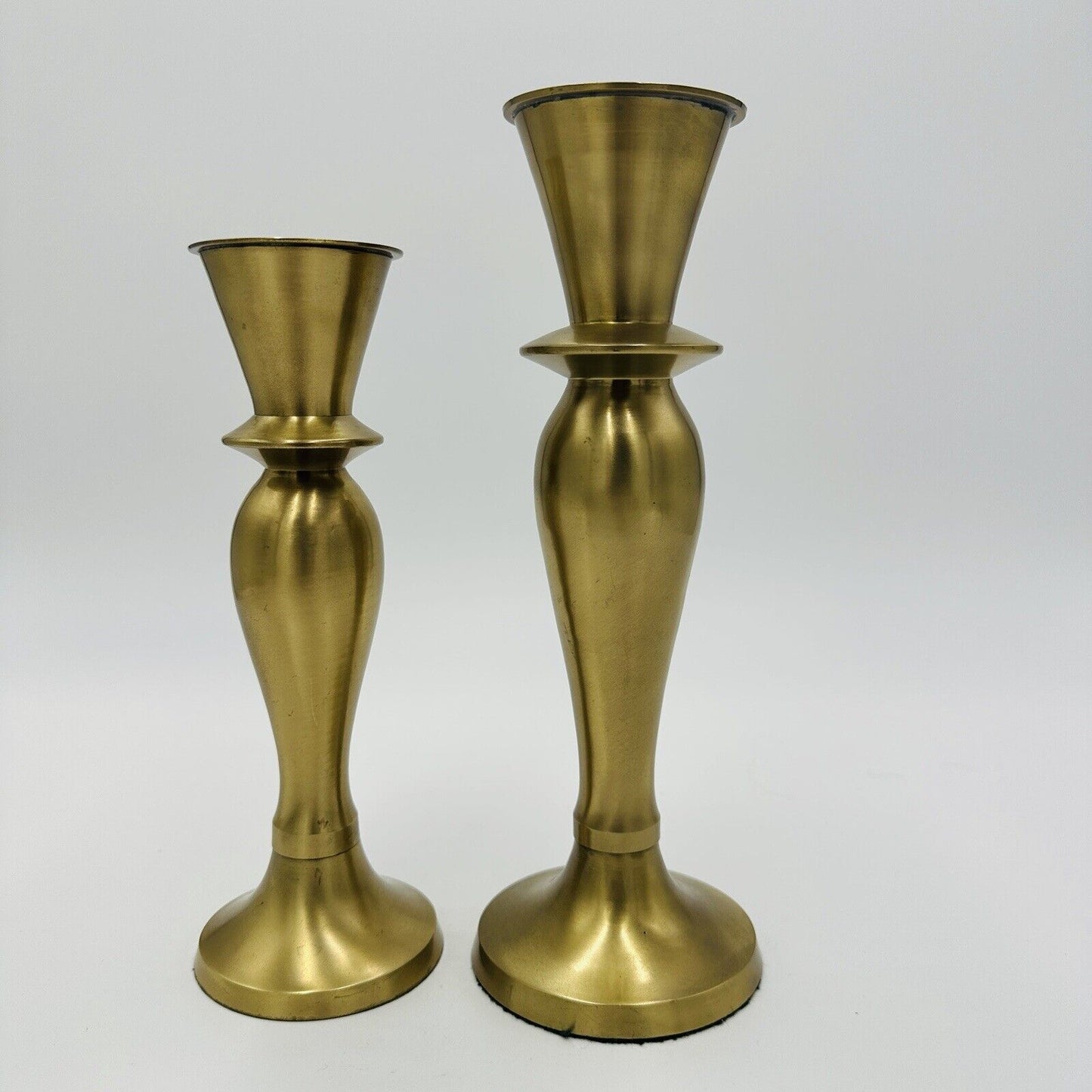 Brass Candleholders Tabletop IHI Solid Made In India Large Vintage Dining Pair
