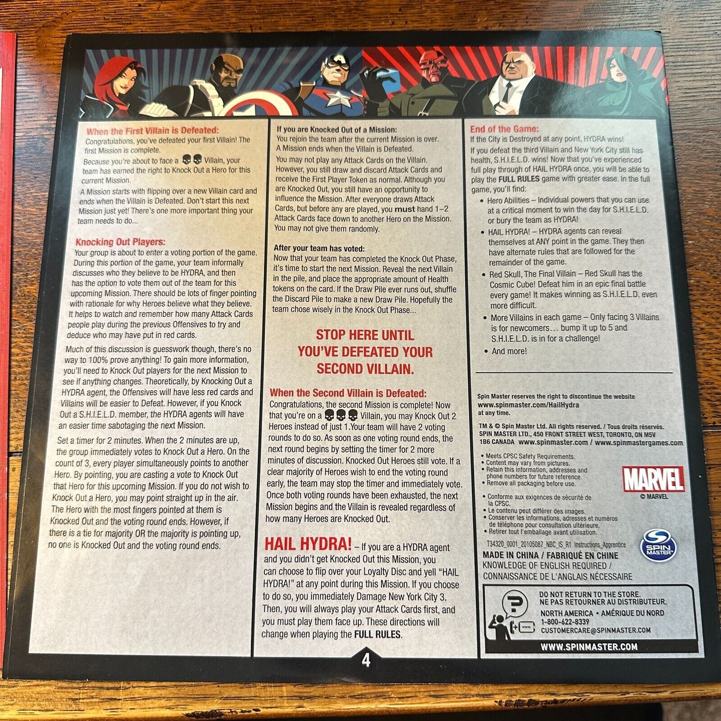 Spin Master Hail Hydra Marvel Hero Board Cards Game Agents of Shield Deduction