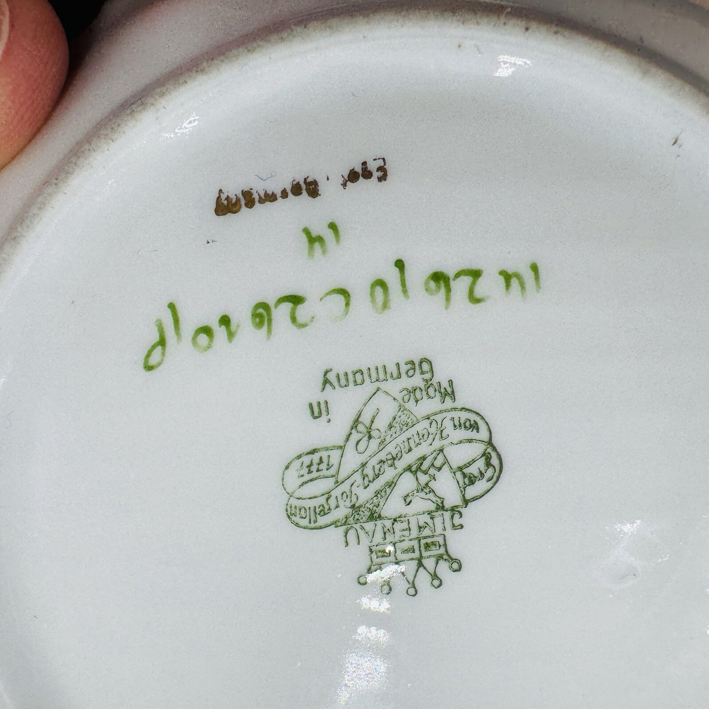 JLmenau Germany Graf Von Henneberg Green 5” Trinket Dish Set Antique