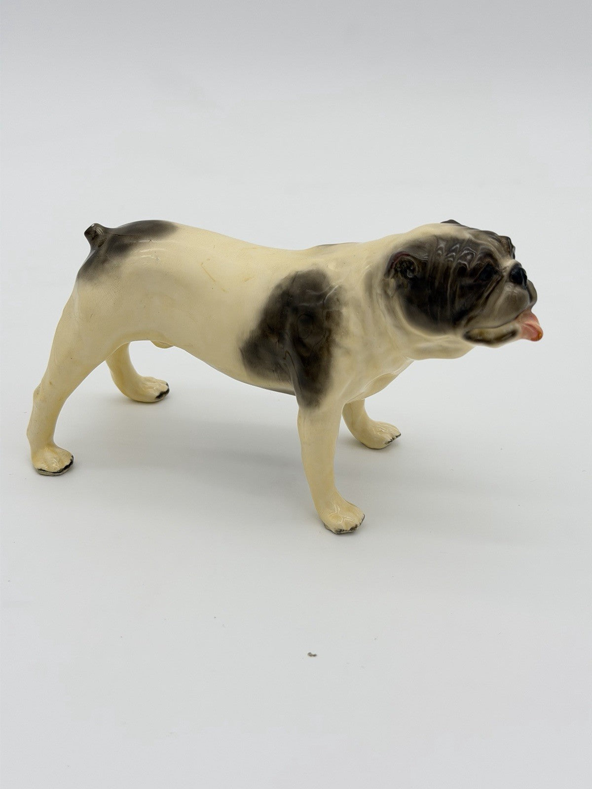 Vintage Mortens Studio Bulldog Figurine W/ Original Sticker Dog Ceramic Painted