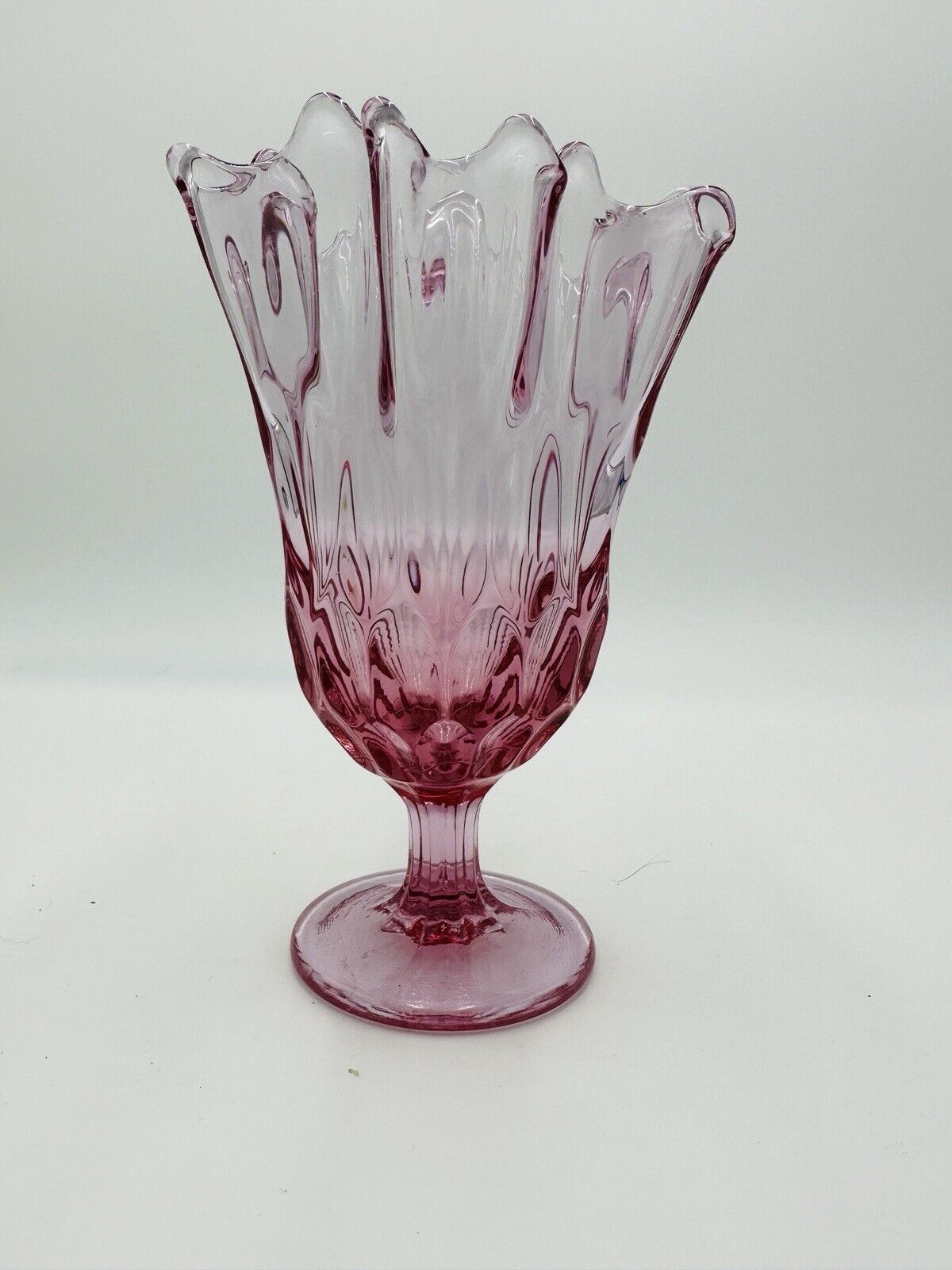 Fenton Vase Lily’s Of The Valley Art Glass Colonial Purplish Pink Standing Decor