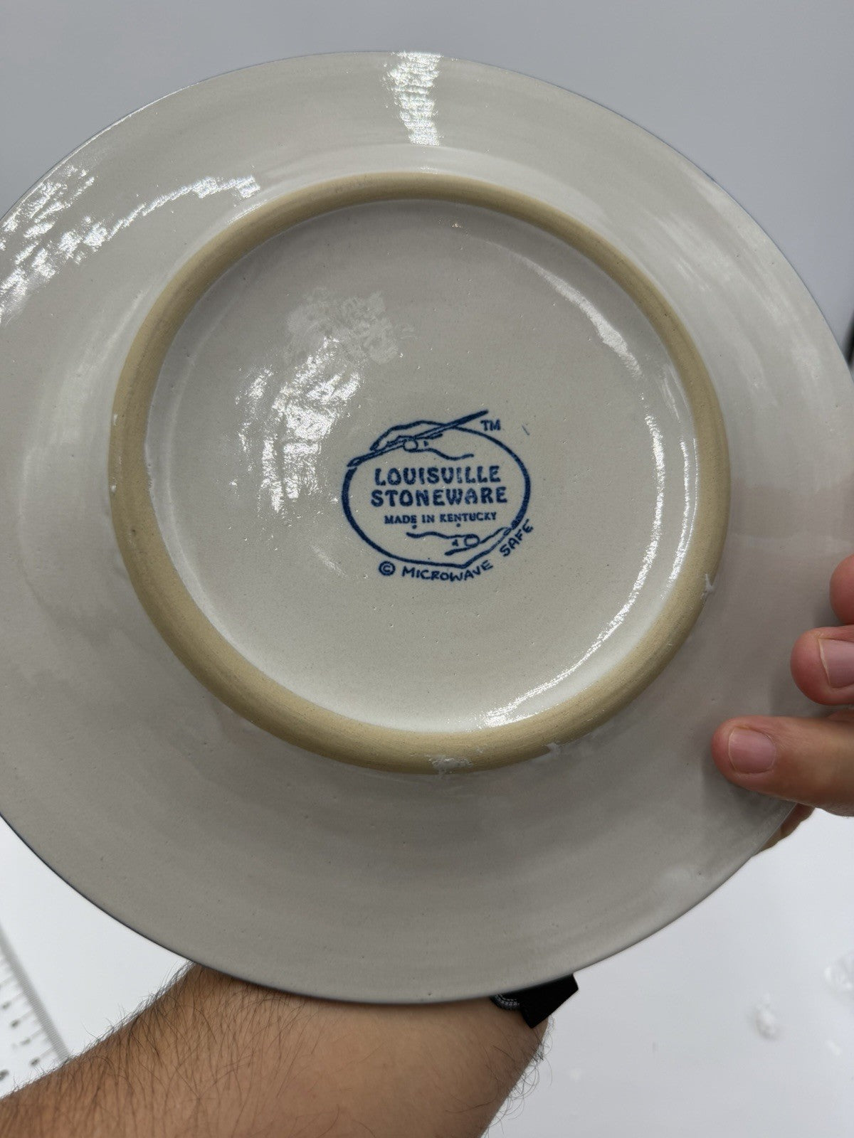 Louisville Stoneware Kentucky Pottery Cookies For Santa Plate 9” Blue Rim Boy