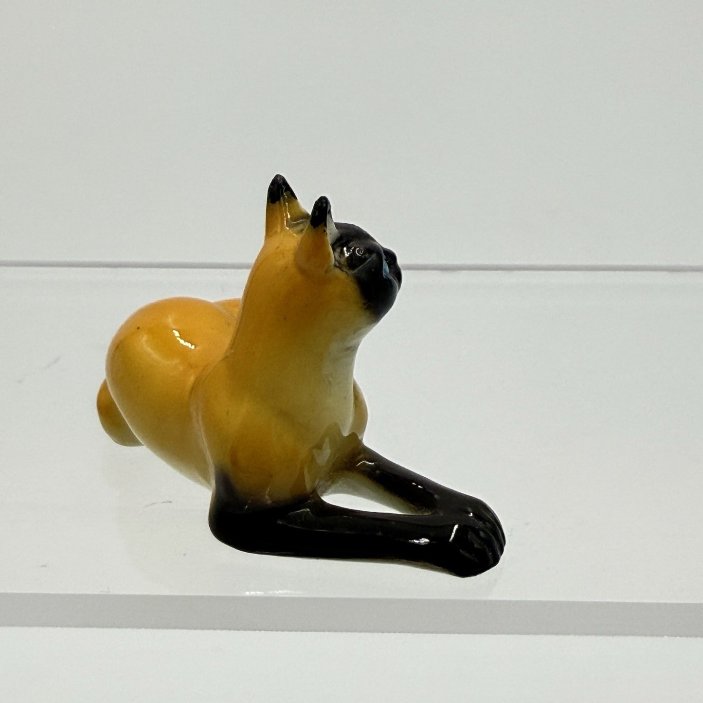 Vintage Bone China Siamese Painted Cat Miniature Figurine 1.5”x 2.5”