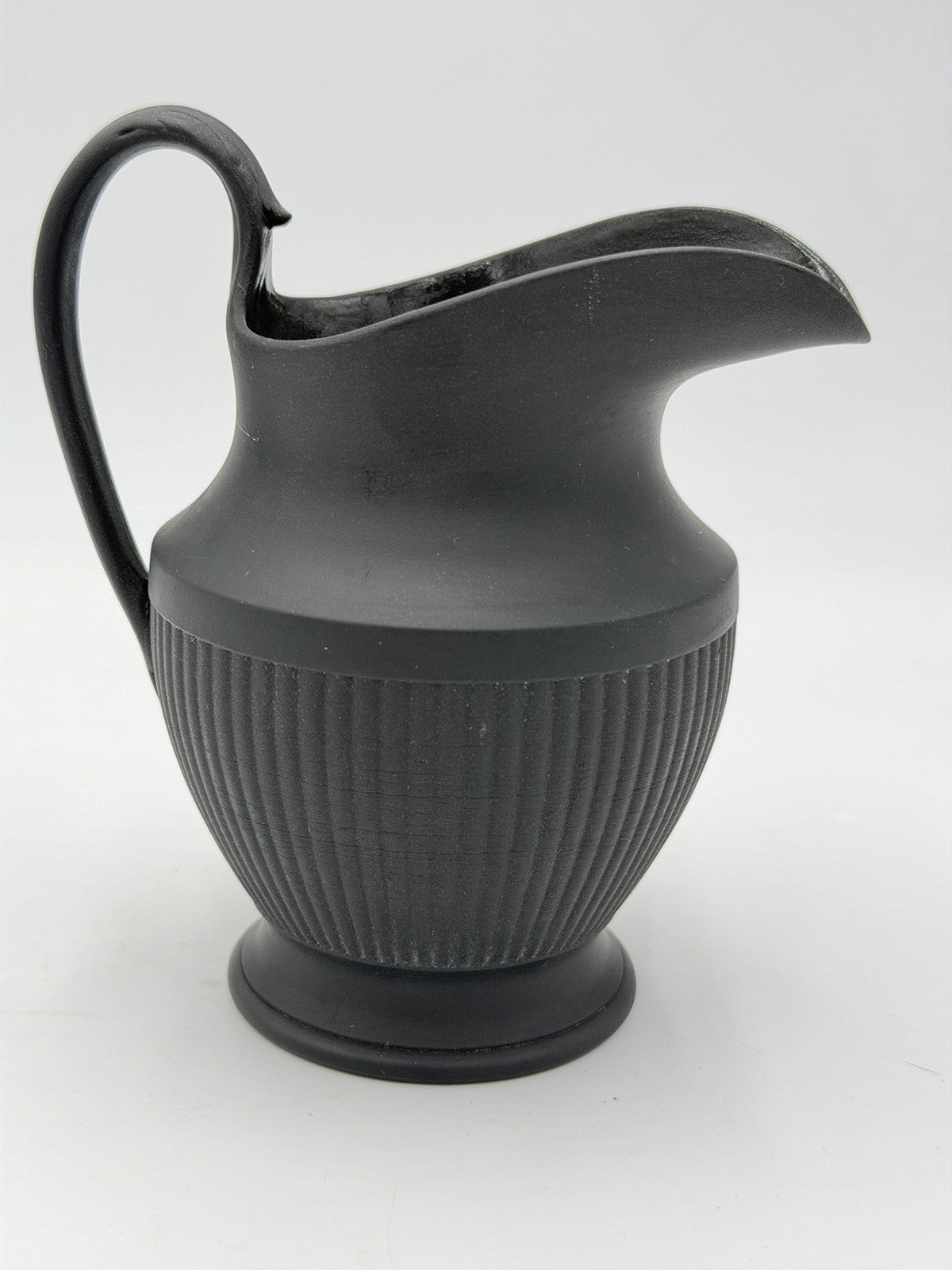 Wedgwood Black Basalt Antique Shape Fluted Creamer Pitcher 5.5”HAntique 19th C