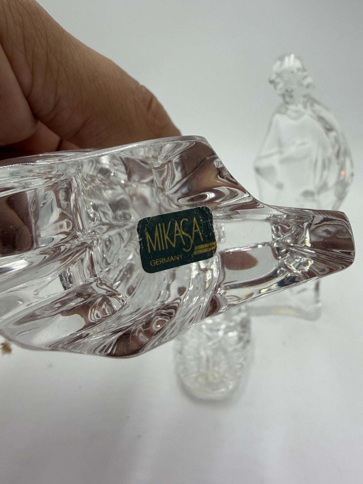 Vintage Mikasa Lead Crystal Nativity 5” Joseph Mary Jesus Christmas Figurines