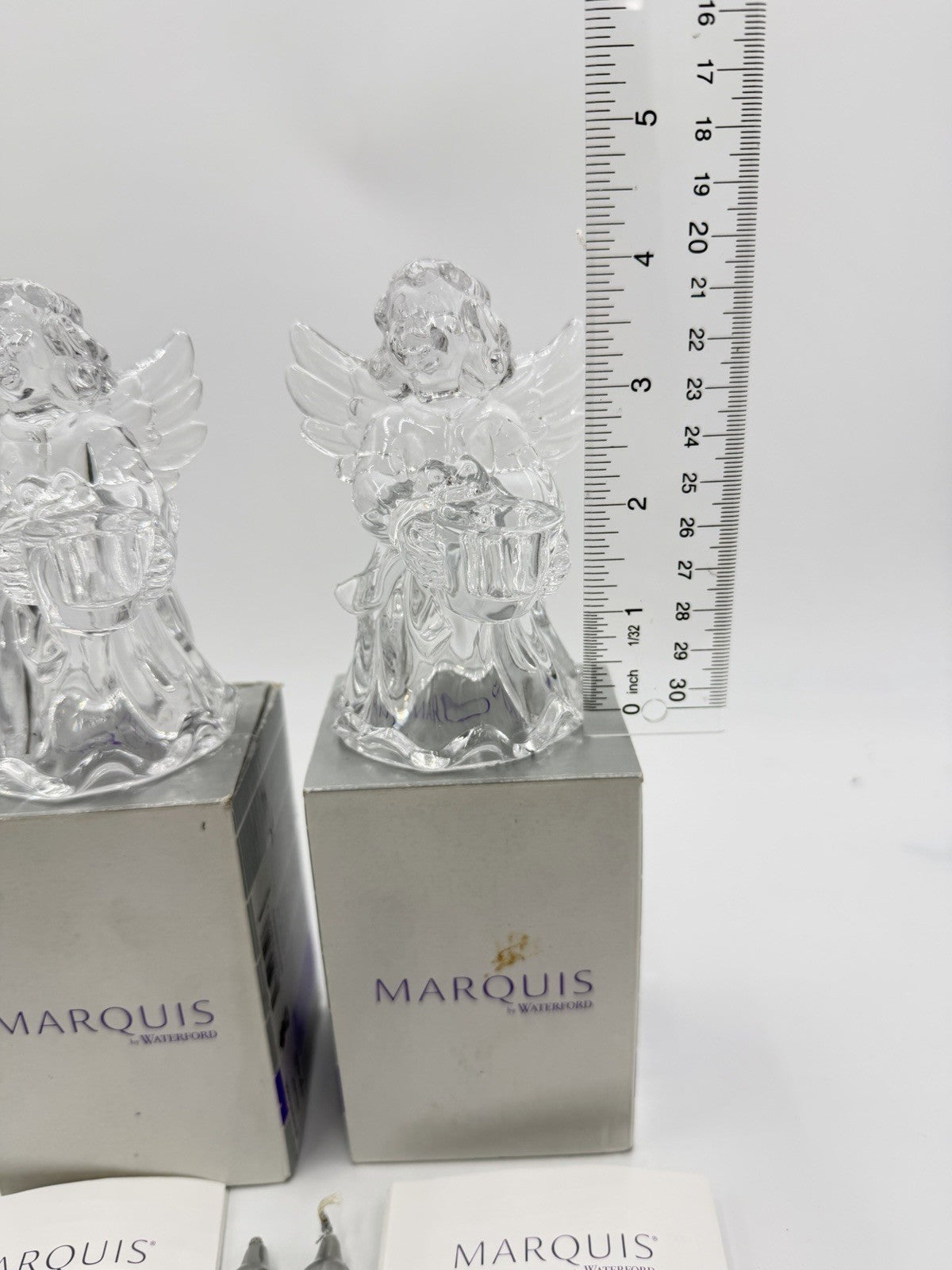 Marquis By Waterford Germany Angels Christmas Candle Holders 4” Set