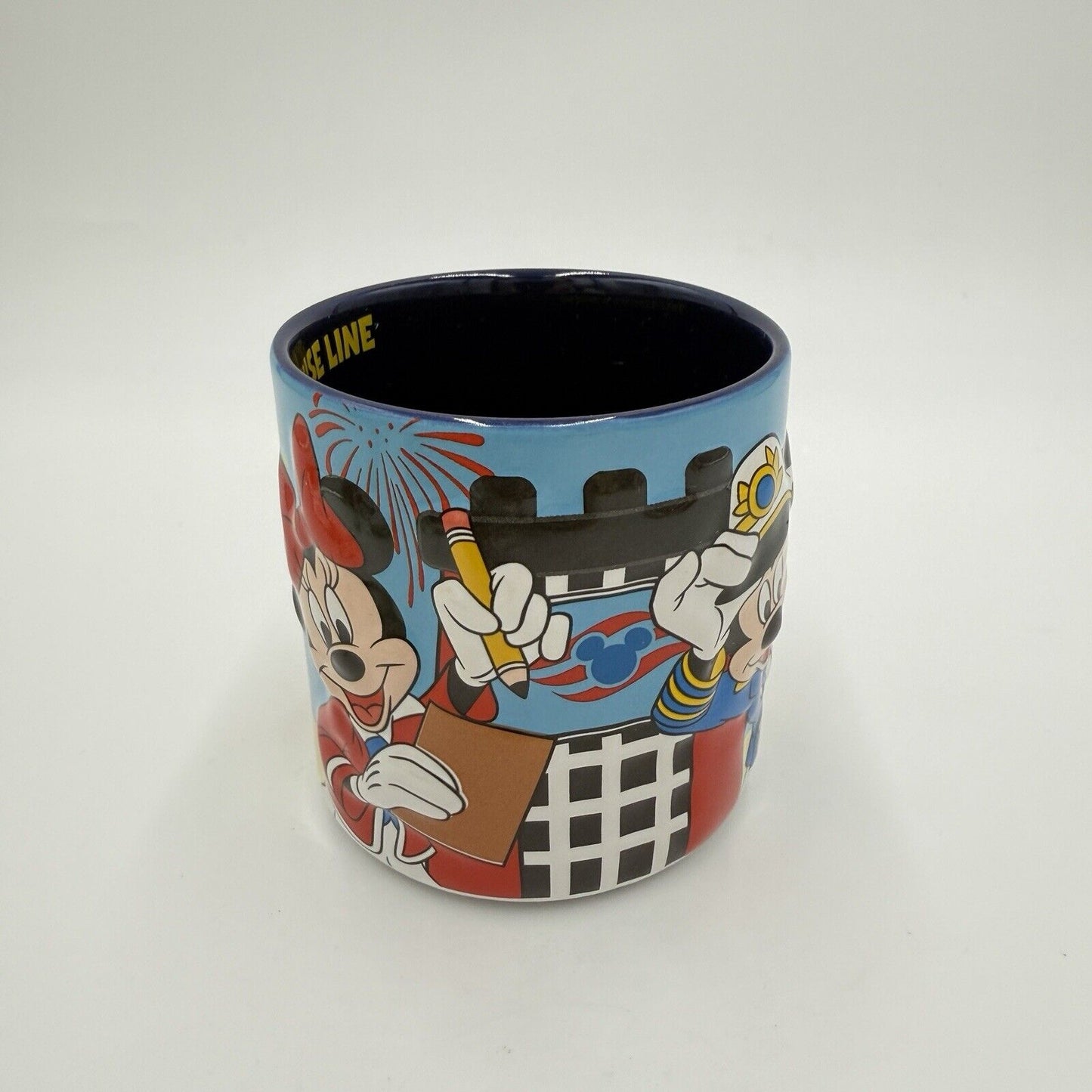 Disney Cruise Line Raised 3D Embossed Ceramic Mug Mickey Minnie Goofy
