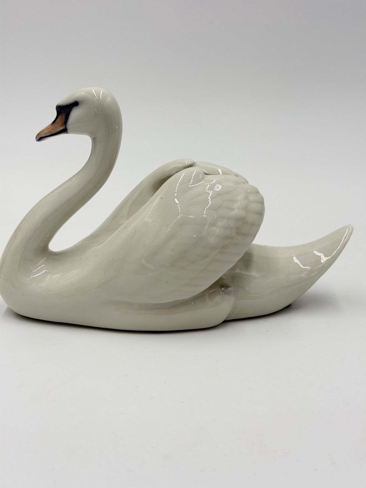 Royal Copenhagen Denmark Porcelain Swan Bird Figurine #755 White Glossy 4.5”x7”L