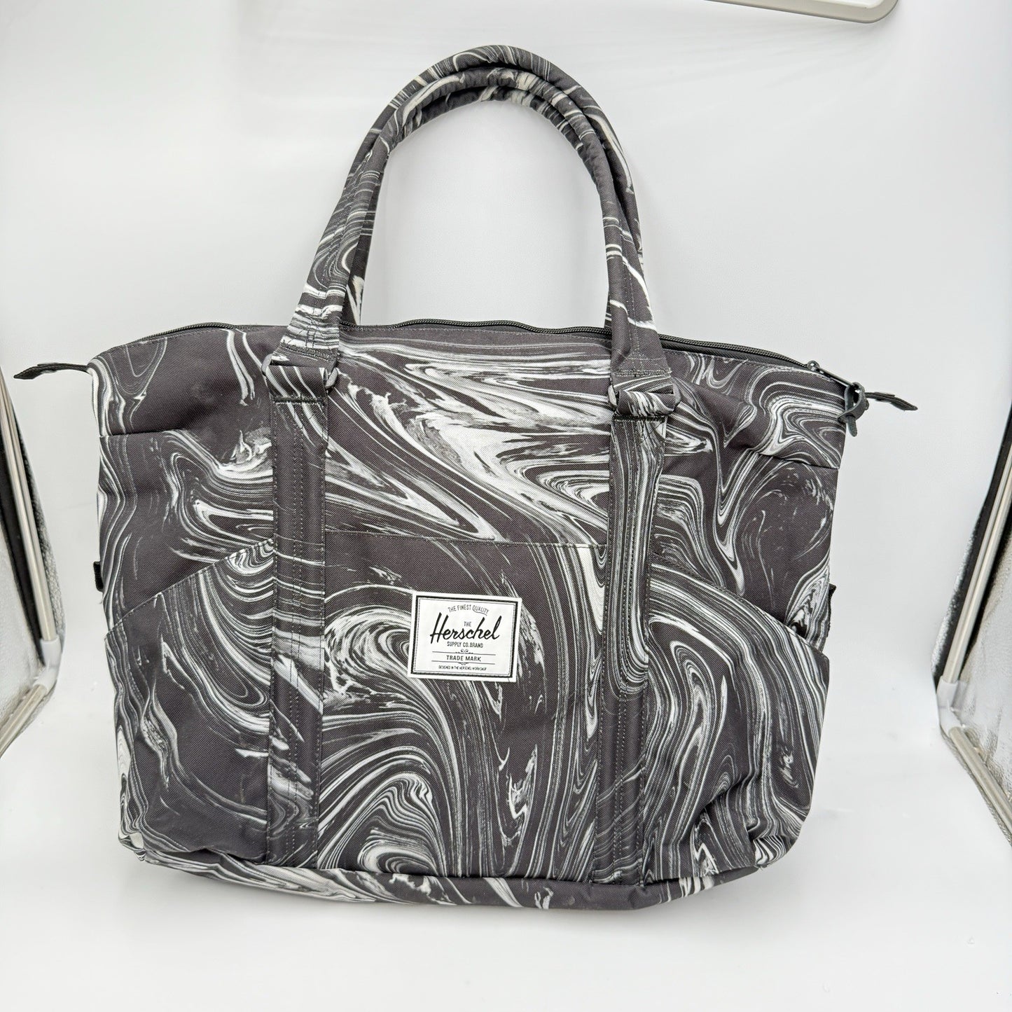 Herschel Supply Company Strand Paint Pour Black Tote Bag 15”x20 Women