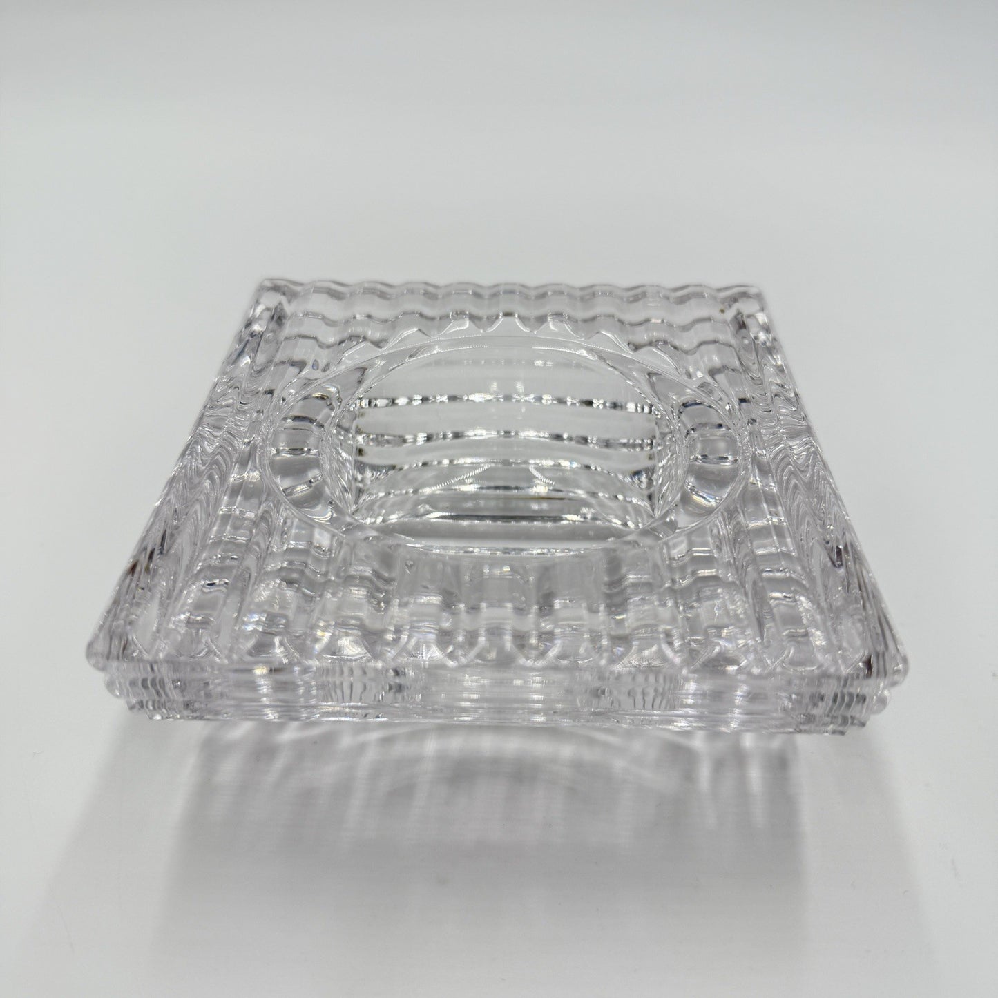 VTG Late 20th Century Art Deco Cut Crystal "Vide Poche" Trinket Bowl, 4.3*4.3*2"