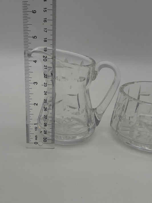 Waterford Crystal Tralee Cream & Sugar Bowl Cut Ireland Signed Set 2 PCs