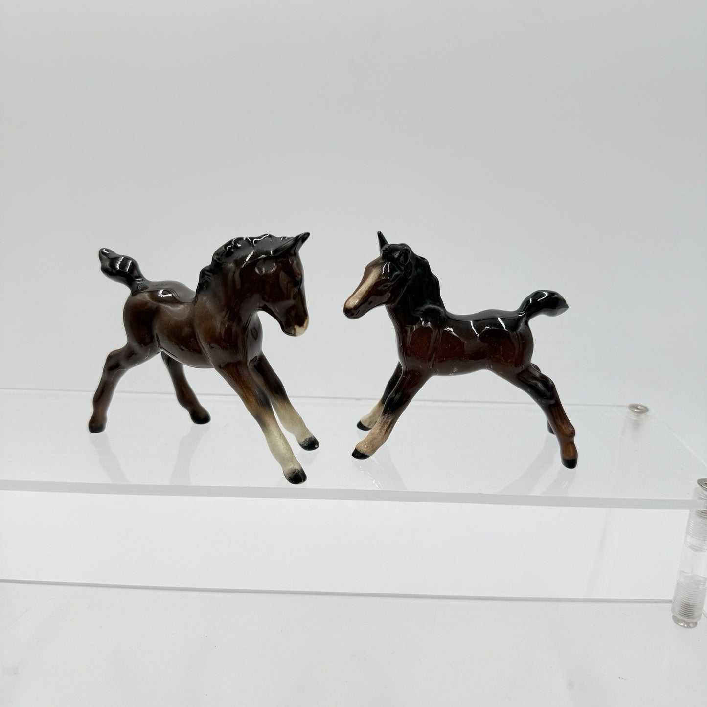 Vintage Beswick England Ceramic Glazed Painted Playful Foals Figurines Horses 3”