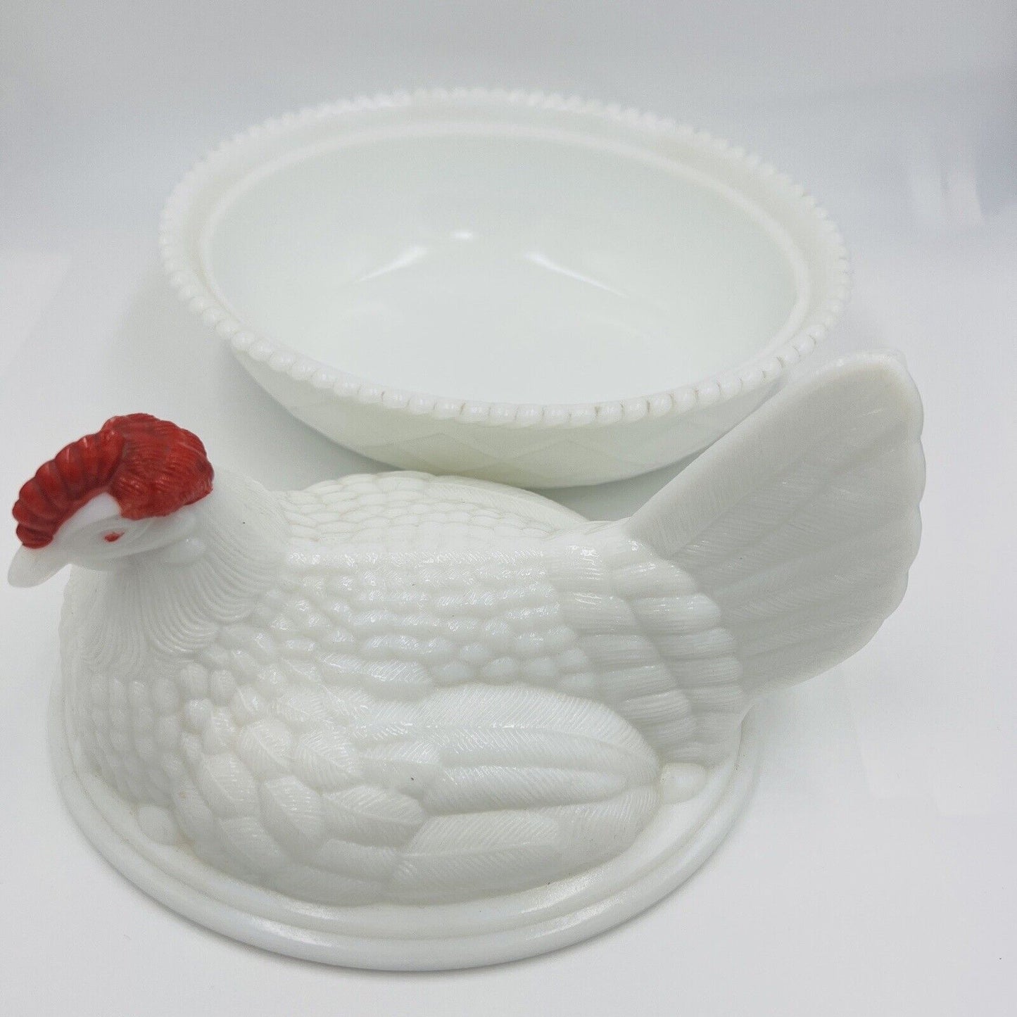 Westmoreland Nesting Hen Dish Milk Glass Covered Vintage Art Decor 1950
