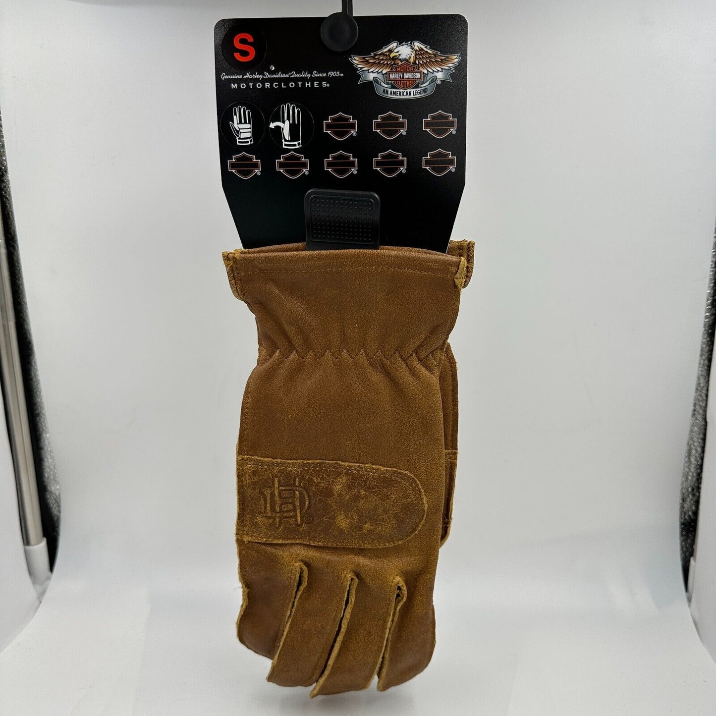 Harley-Davidson Women's Skin Gloves Work-Wear Inspired Goat Tan 98355-17VW Tag
