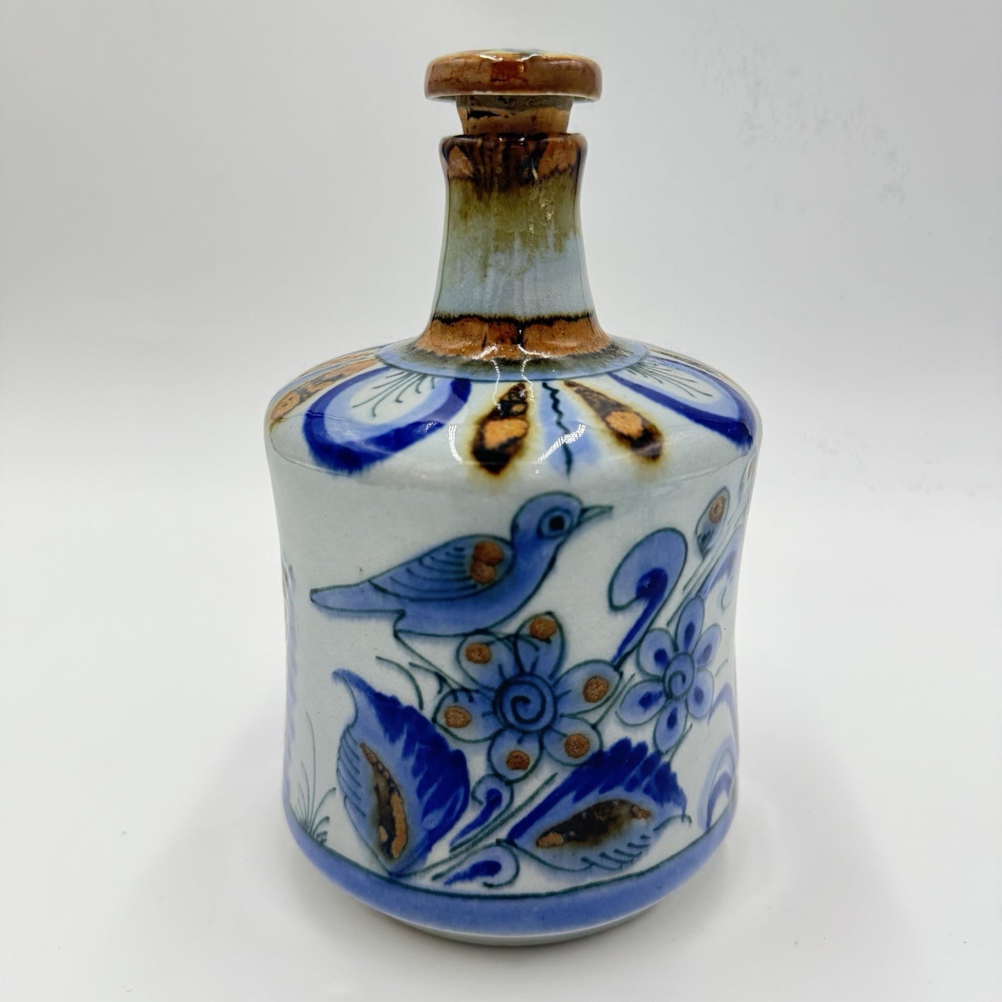 El Palomar Ken Edwards Mexican Folk Art Studio Art Pottery Decanter Painted 7”