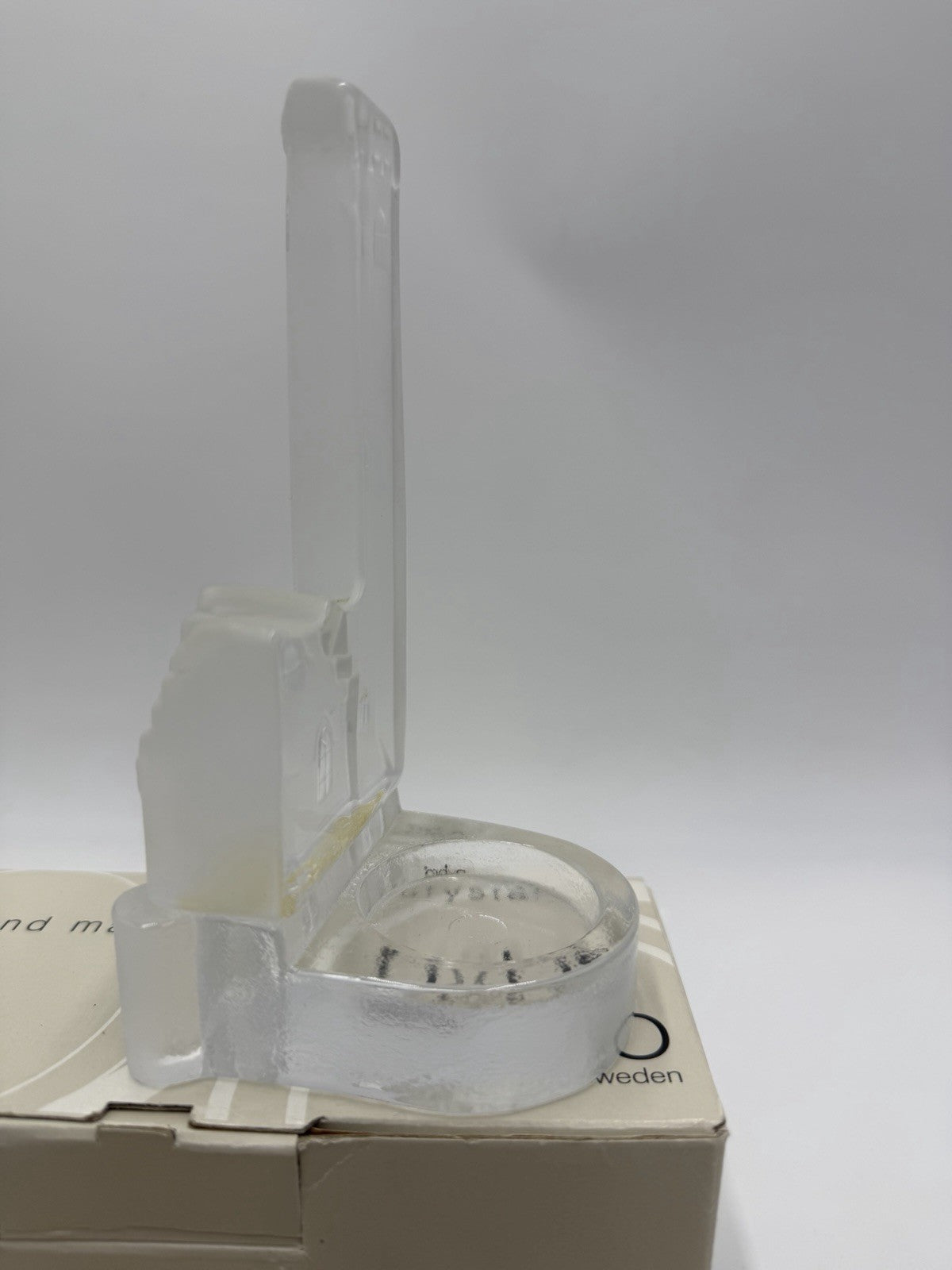 Nybro crystal Sweden votive candle holder Oscarsborg watch tower Box /COA