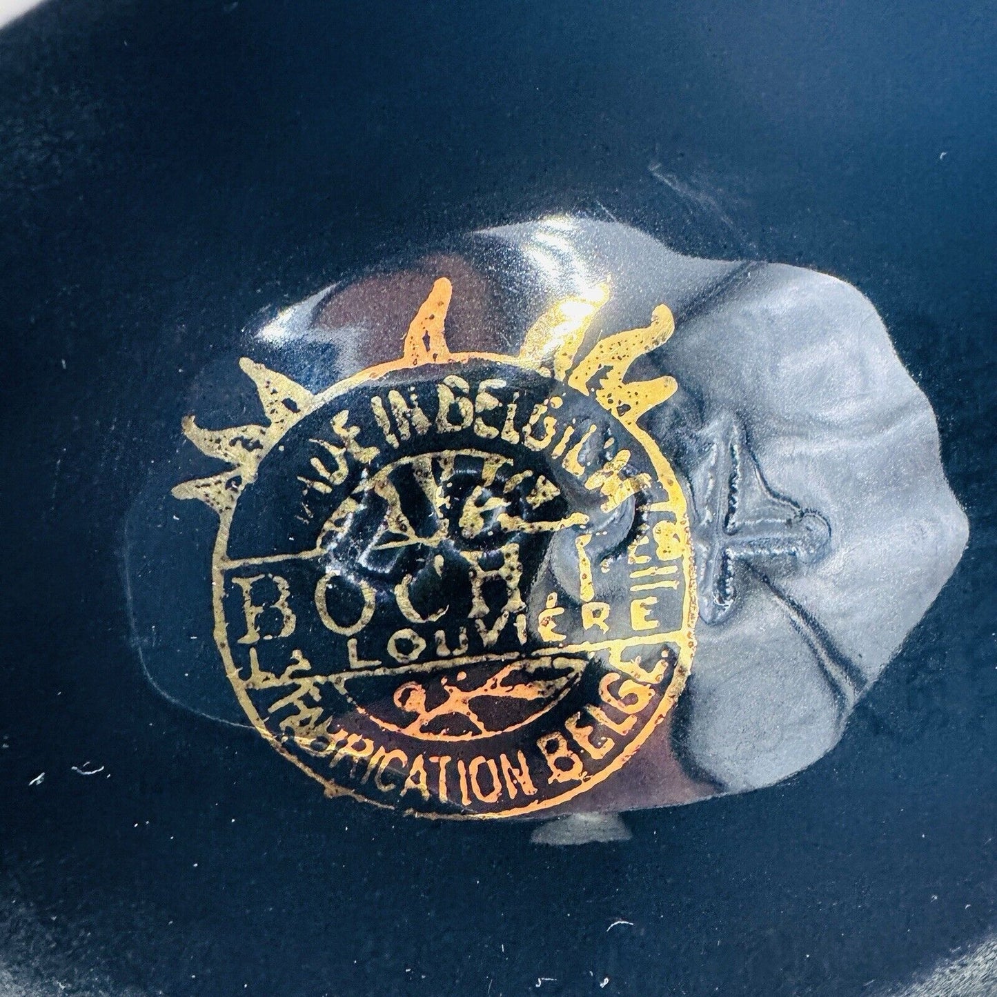 Rare Boch Freres La Louviére Glazed Ceramic Art MCM Pottery Belgium Bowl Gold