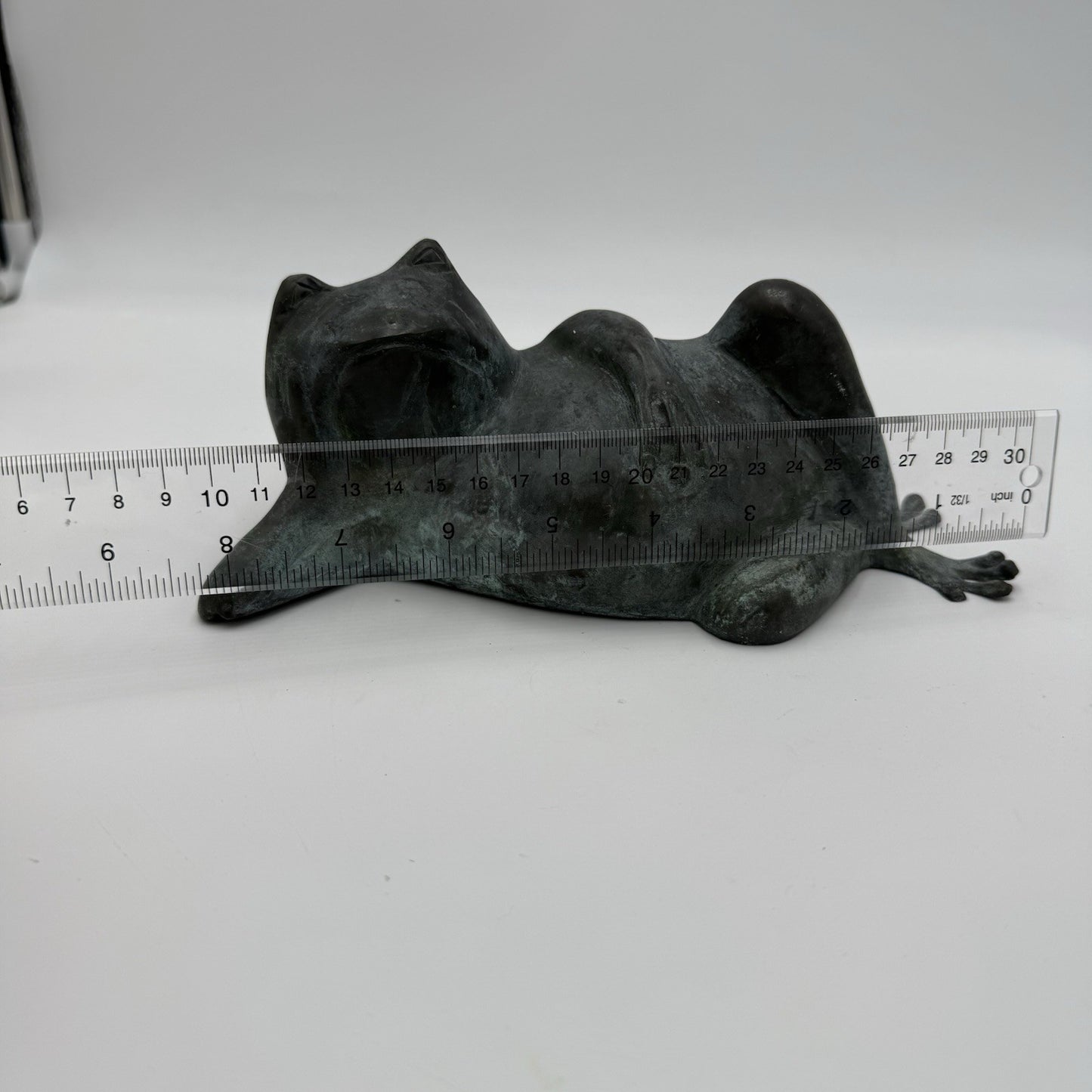 Vintage Bronze Hollow Casting RESTING Frog Sculpture 4”Hx8.5”L