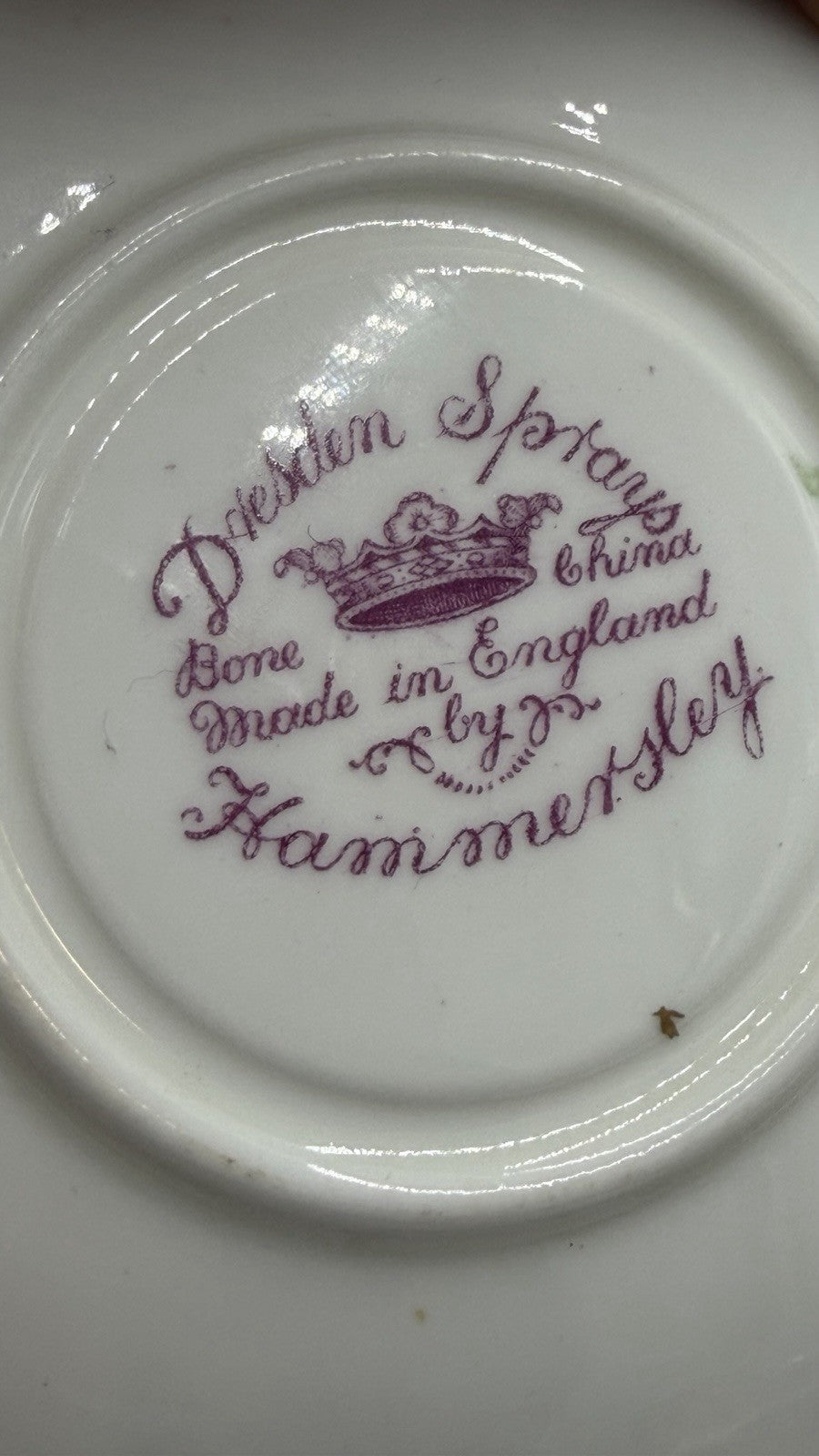 Vintage Hammersley Bone China Dresden Sprays Tea Cup And Saucer Set Pink Marking