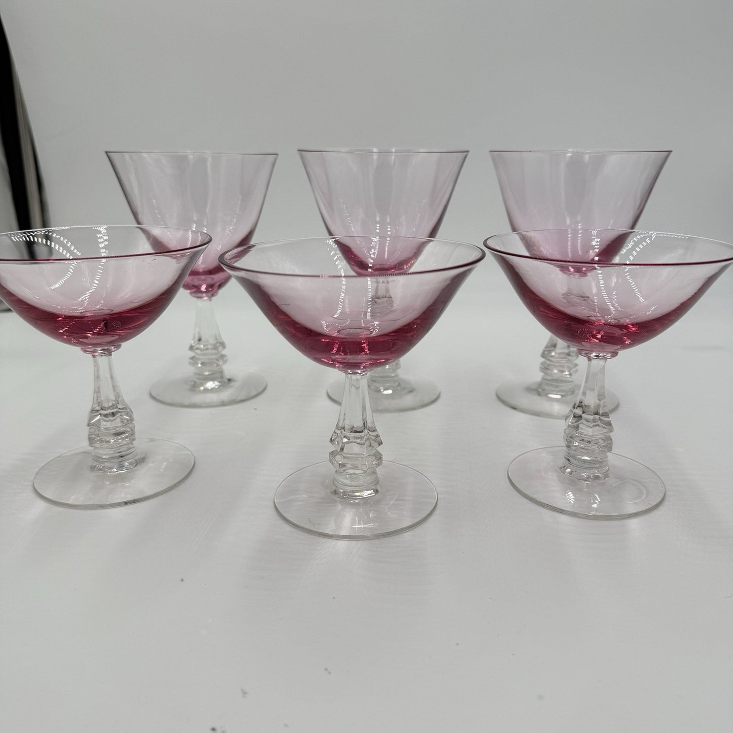 TIFFIN FRANCISCAN WISTARIA PINK 3 MARTINI SHERBET 3 Wine Glasses Set