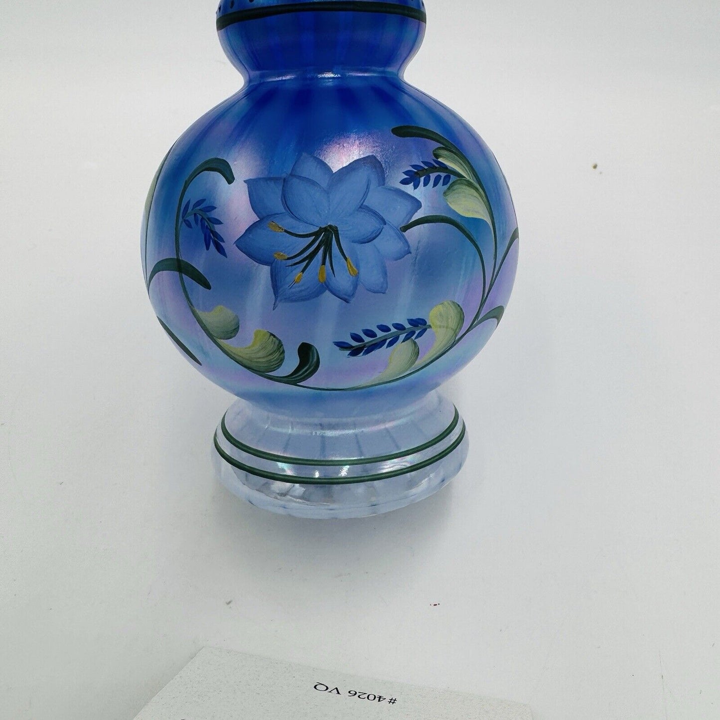 Fenton Art Glass 1999 Messenger Exclusive Blue Harmony Vase Signed Dan Fenton
