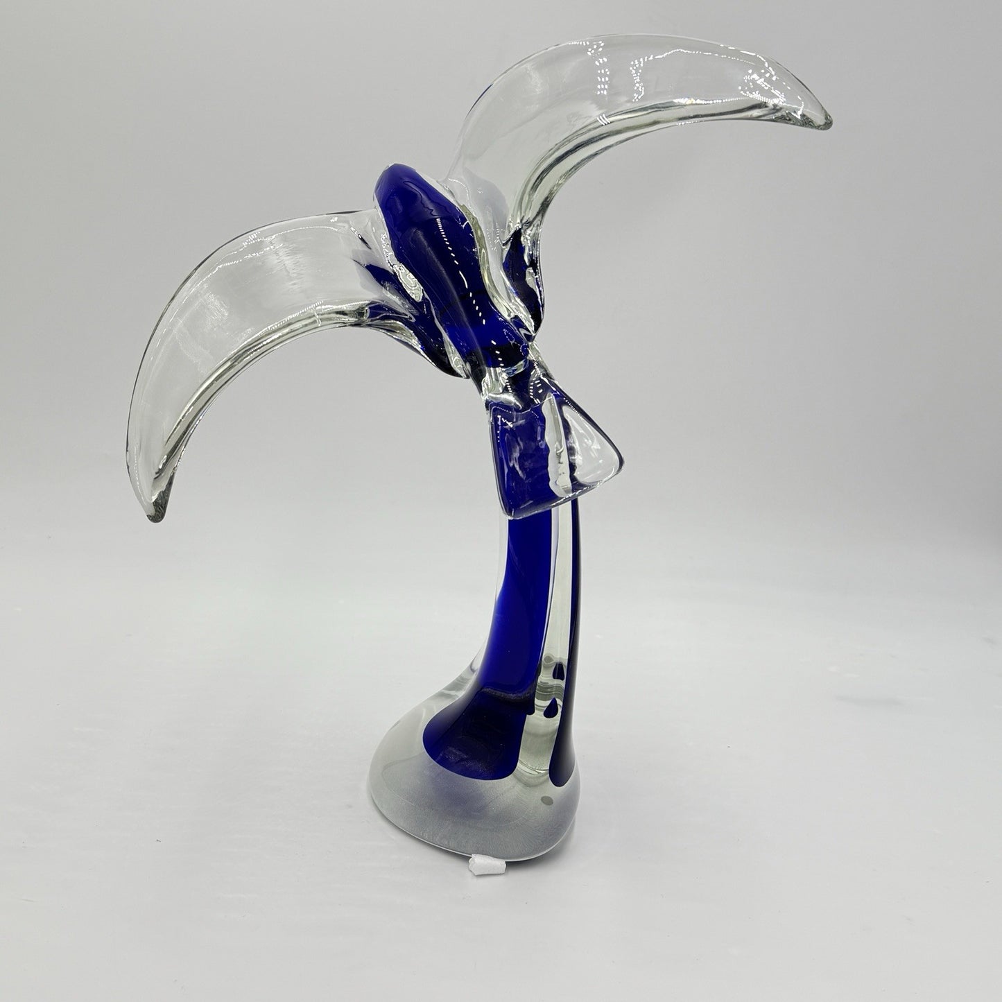 Vtg Murano Roberto Moretti Seagul Blue Cobalt Abstract Sculpture 13” Art Glass