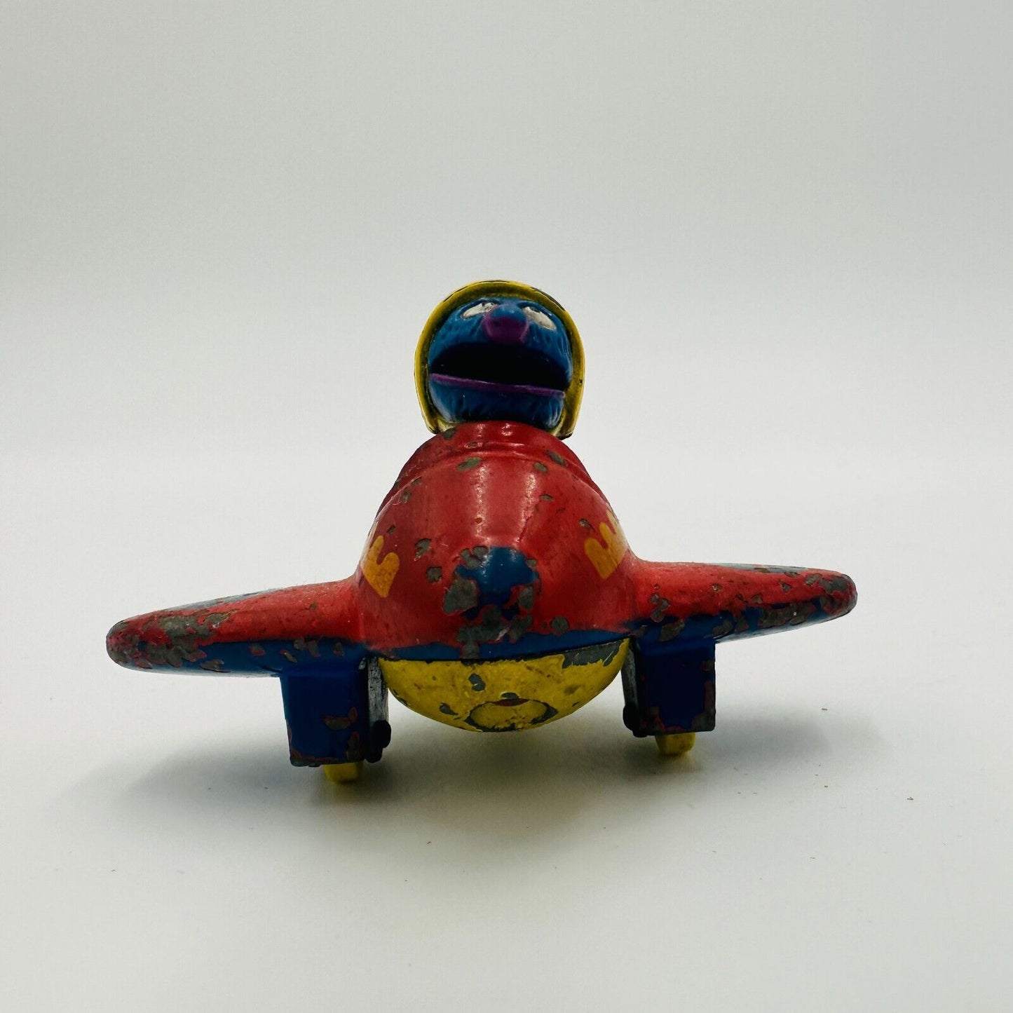 Muppets Diecast Grover Metal Airplane 2.5in Vintage Sesame Street Toy Worn 1986