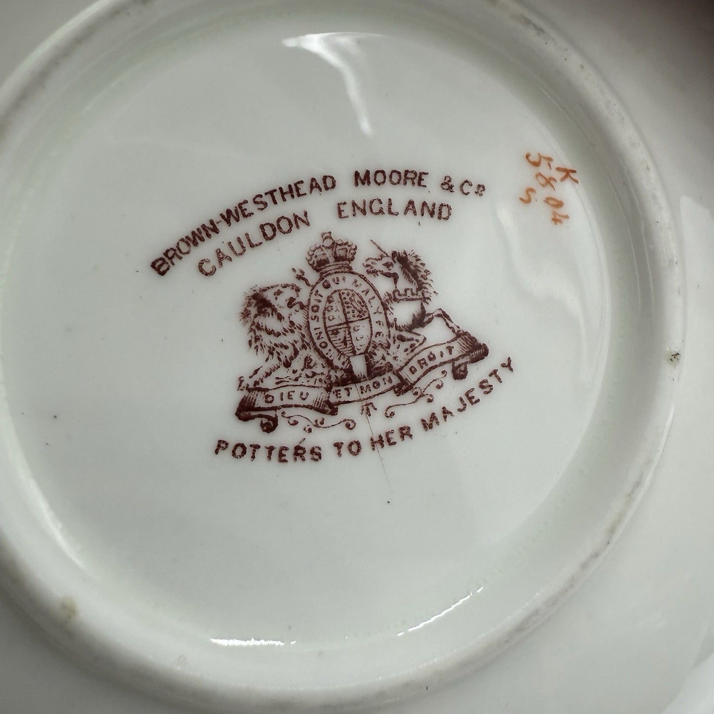 Cauldon England 1862-1904 Gold Westhead & Moore Tea Cup & Saucer #5804 Porcelai