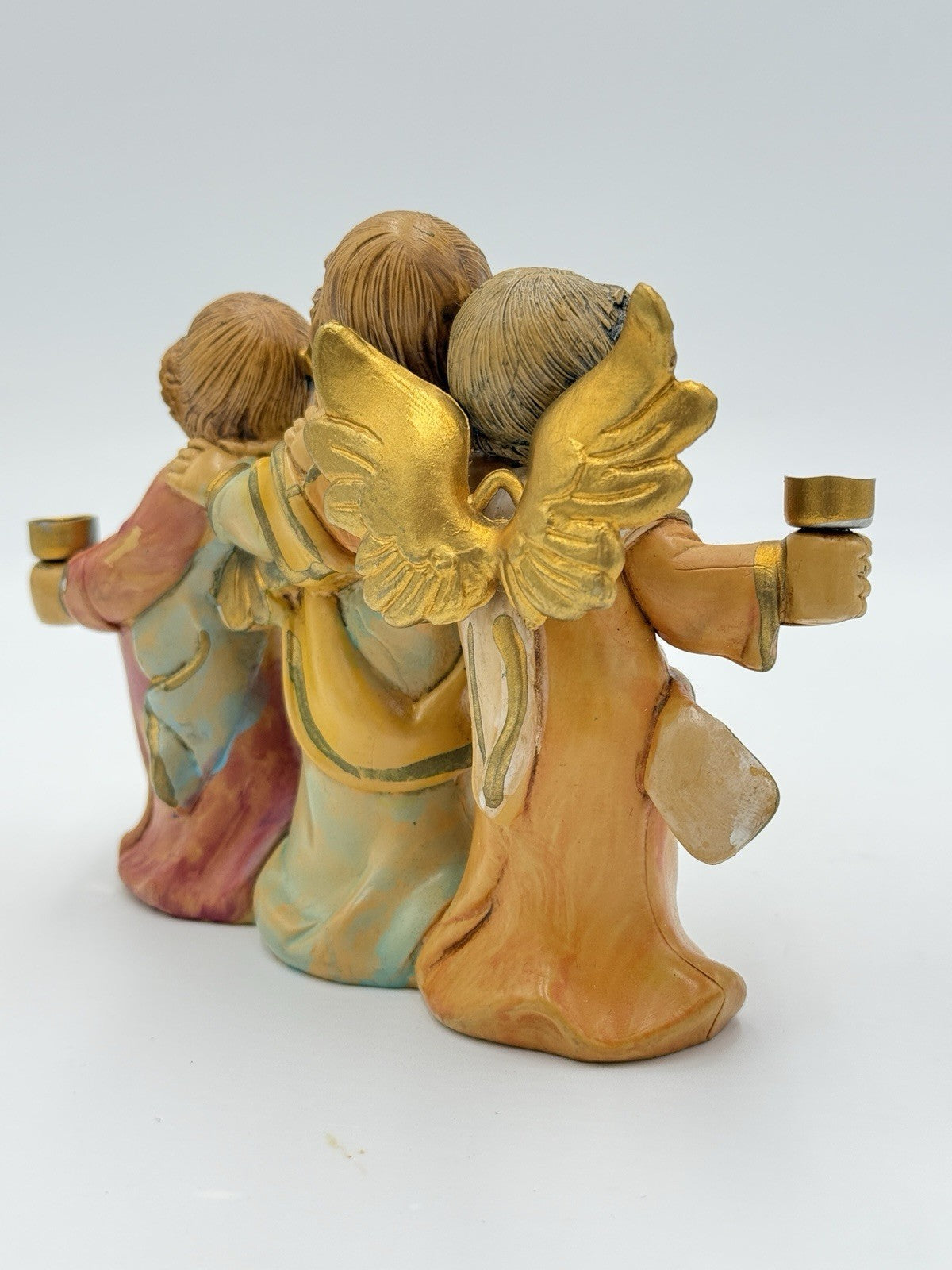 FONTANINI Italy 5" MUSIC CHERUB ANGELS Candle Holder #5570 PVC Painted Figurine