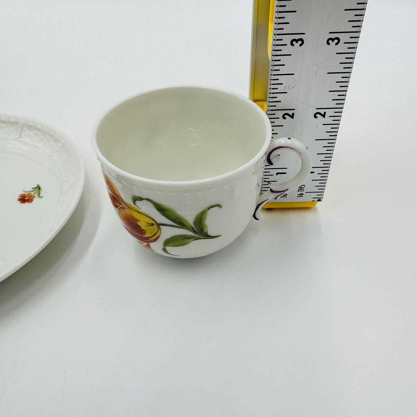 Nymphenburg Tea Cup & Saucer Porcelain L 20517 Hand Painted Floral Antique
