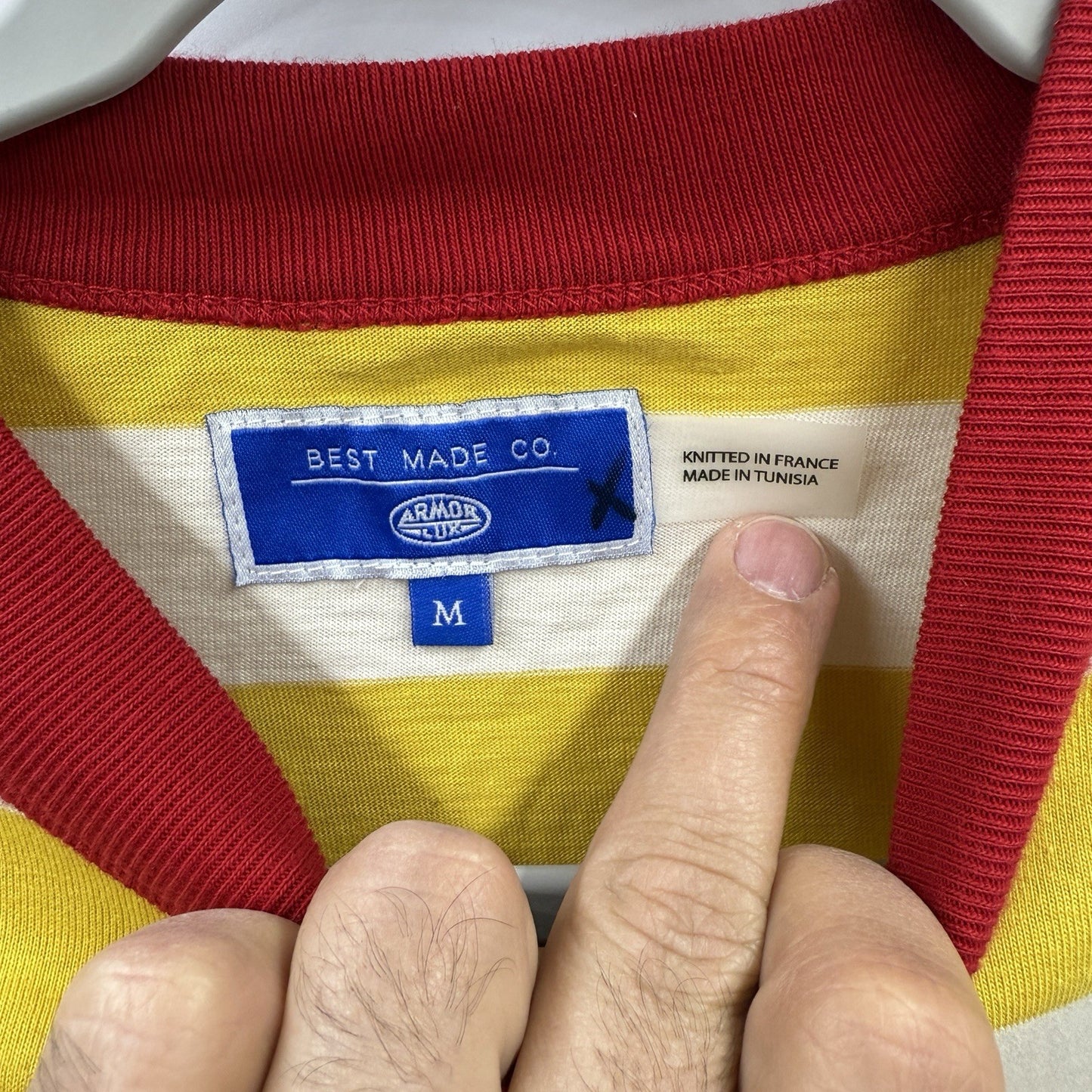 Best made co France yellow striped men size M Tshirt Cotton REF: 90395
